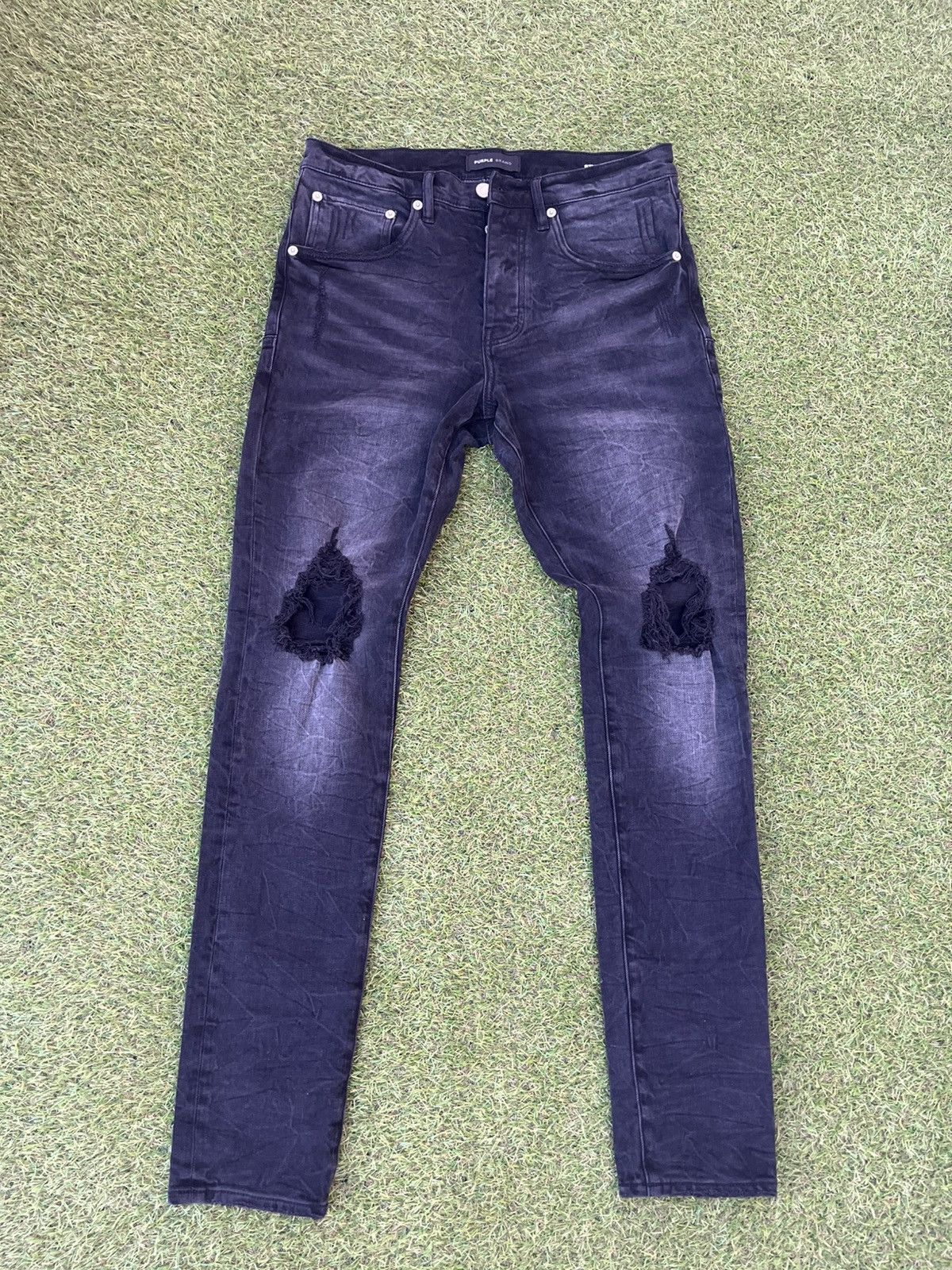 P002 Black Wash Blowout Purple Jeans