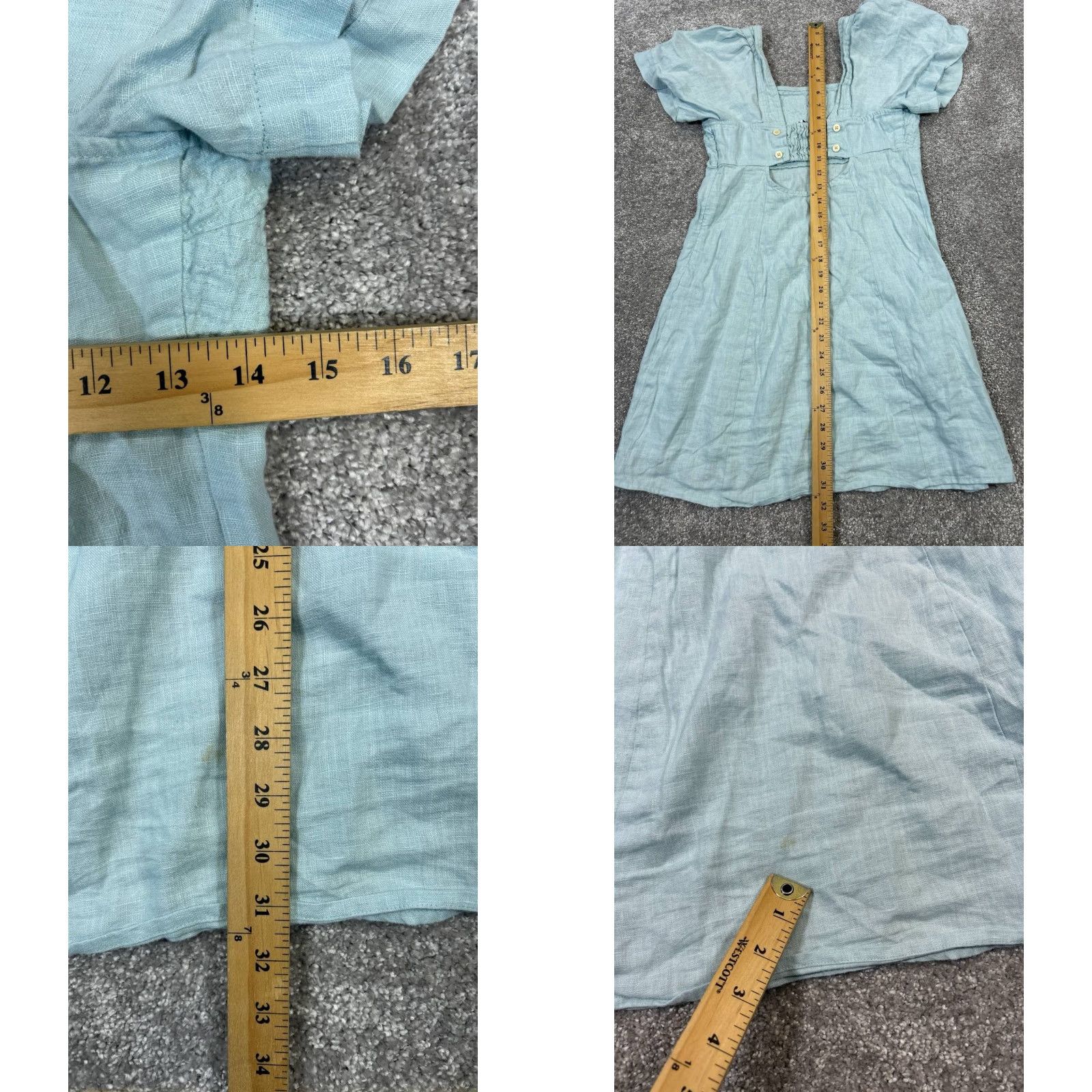 Madewell Madewell Dress Blouson Shirt Womens 2 Blue Linen Short Sleeve Square Neck Pullover Casual Spring Summer Mar 2 Womens Size XS / US 0-2 / IT 36-38 - 9 Thumbnail