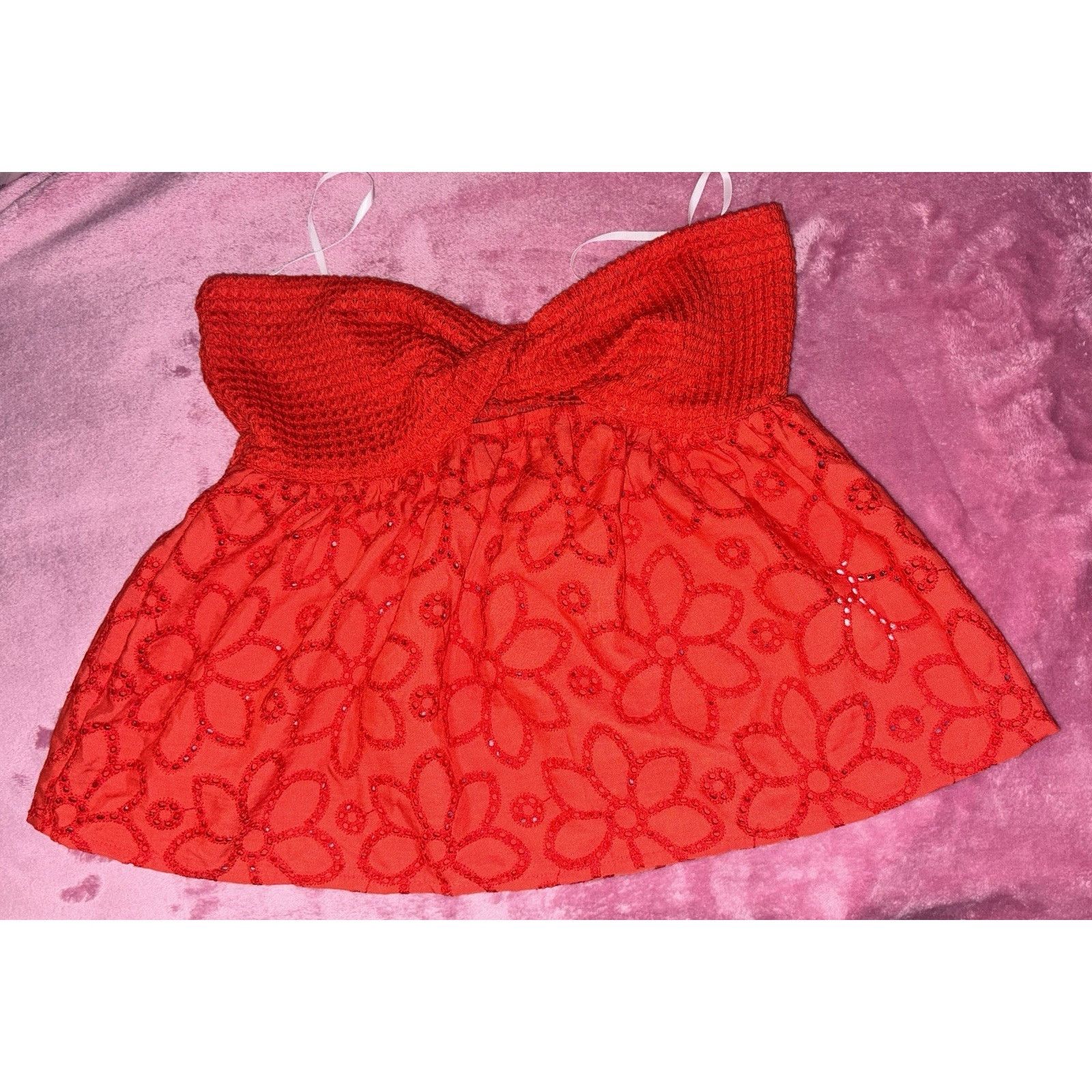 Shein Shein Women’s Red Polyester Flower Strapless Top Size Small Size S / US 4 / IT 40 - 2 Thumbnail
