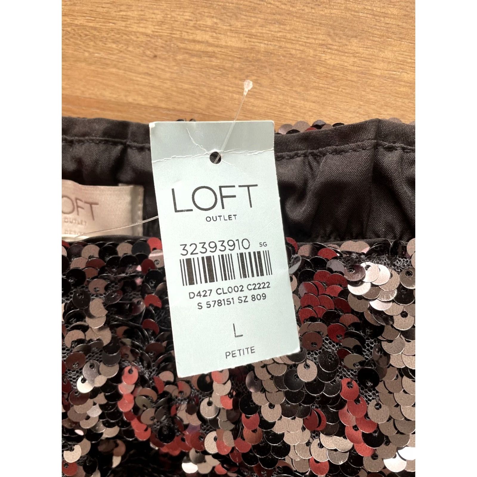 Loft LOFT Sequin Jogger Pants Women's Large Petite Elastic Waist Tapered Pockets Black High Rise Geometric Pattern Party Casual Travel Size 36" / US 14 / IT 50 - 3 Thumbnail