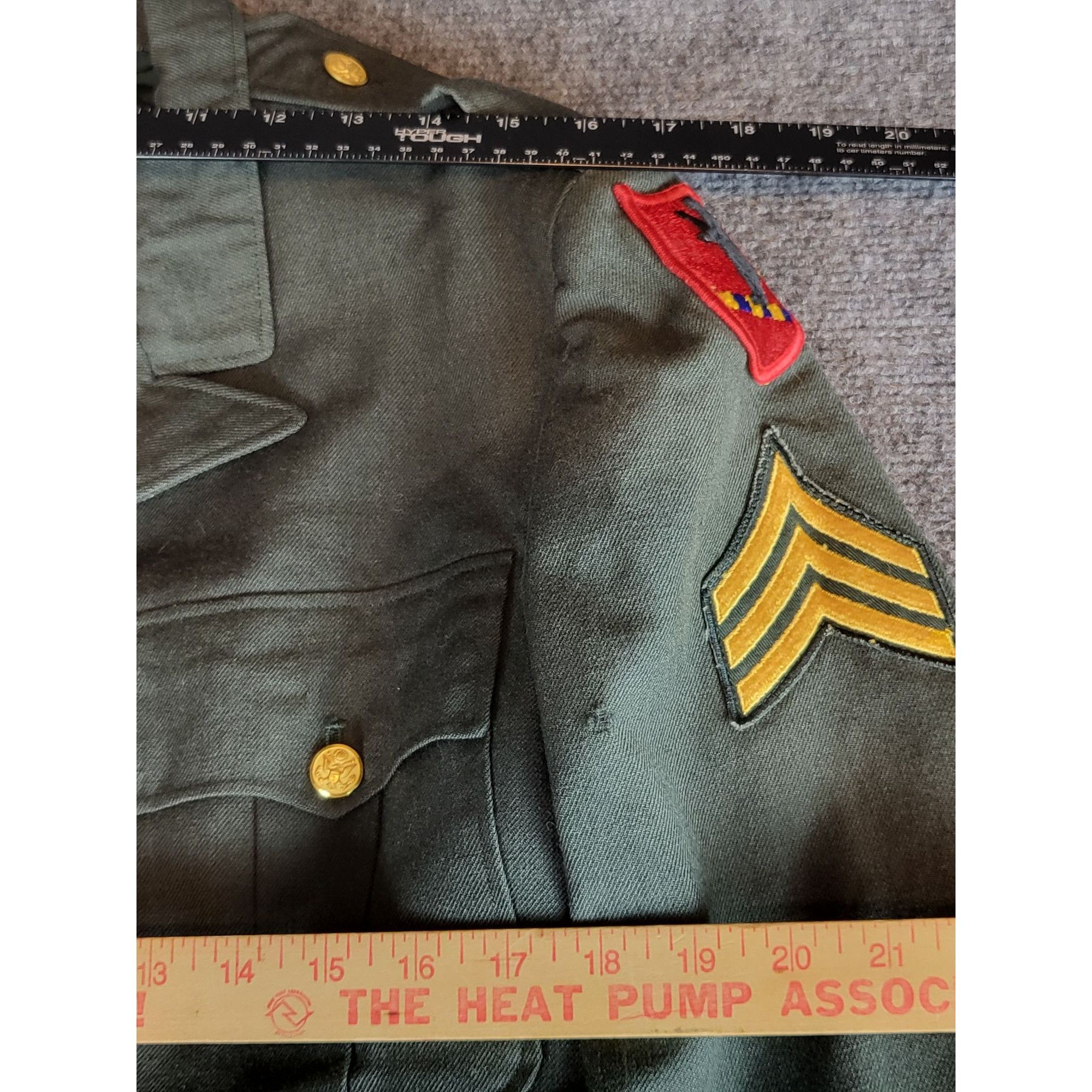 Other Vintage US Army Sargent Uniform Jacket Men Sz 38R Green Miss Size 38R - 13 Thumbnail