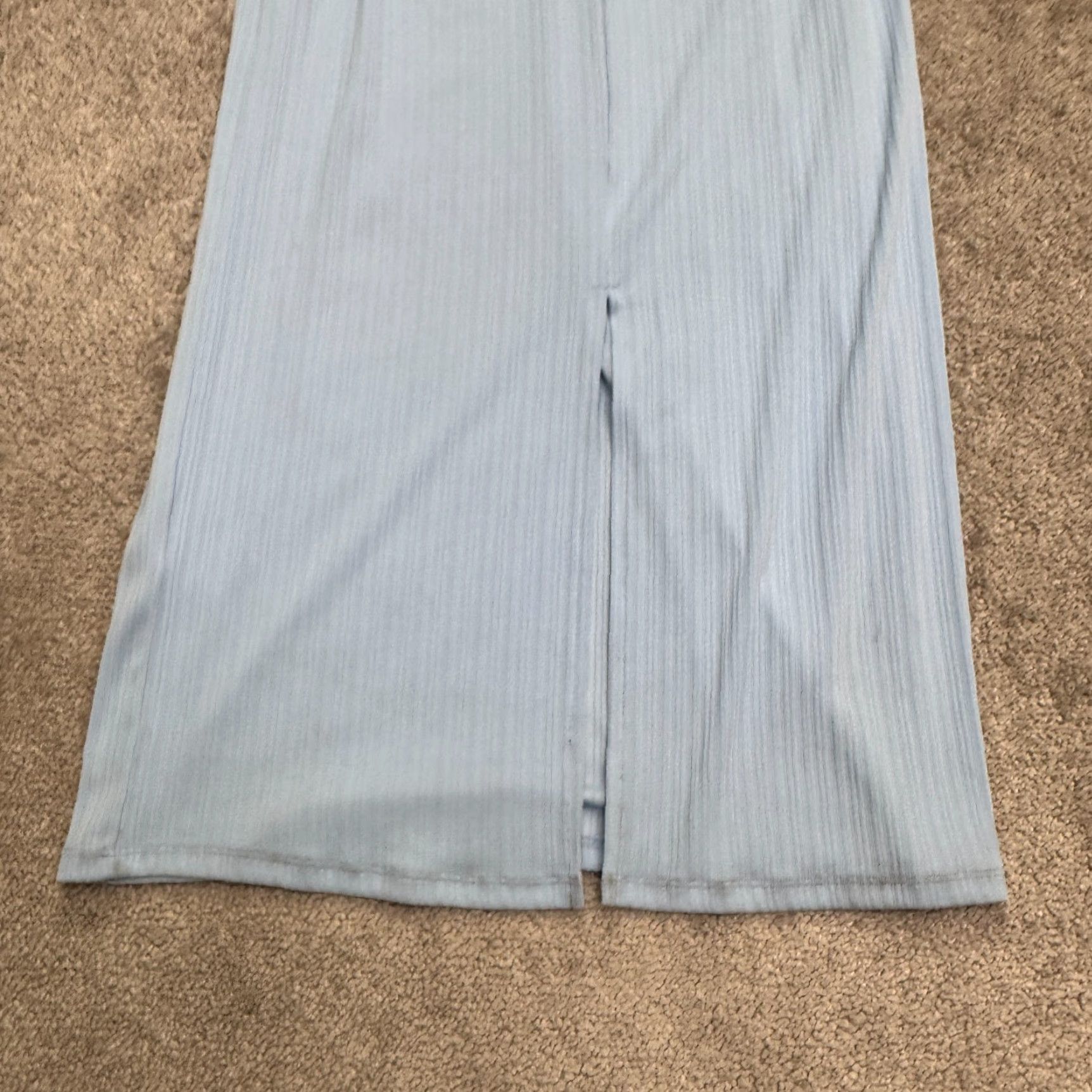 H&M H&M Long Sleeve Maxi Polo Dress Womens Medium Blue Rib Knit Back Slit Stretch Size M / US 6-8 / IT 42-44 - 4 Thumbnail