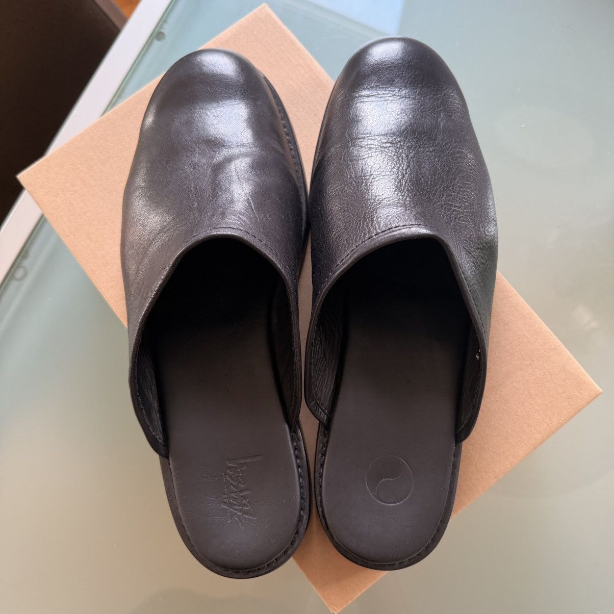 Our Legacy × Stussy Workshop Work Mules Black Leather EU 45 Size US 12 / EU 45 - 4 Thumbnail