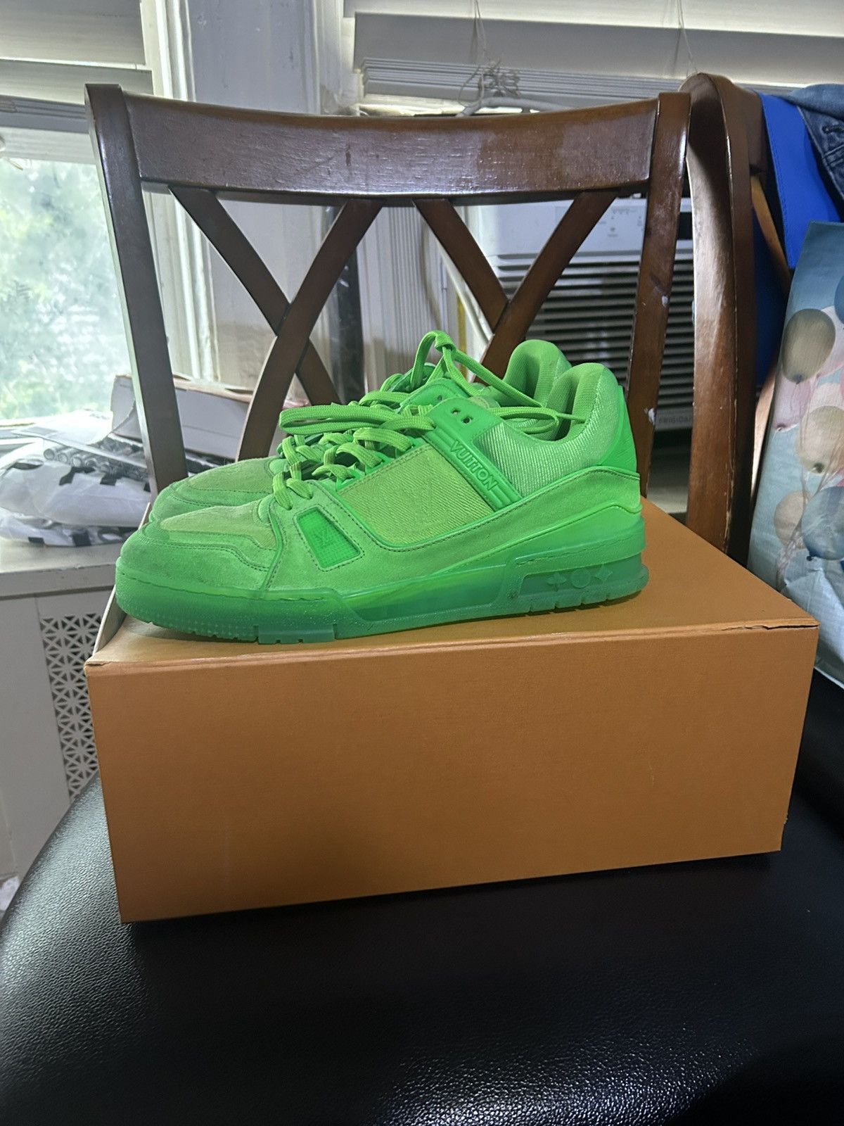 Louis Vuitton Louis Vuitton Trainer 'Fluorescent Green Monogram Size US 7 / EU 40 - 3 Thumbnail