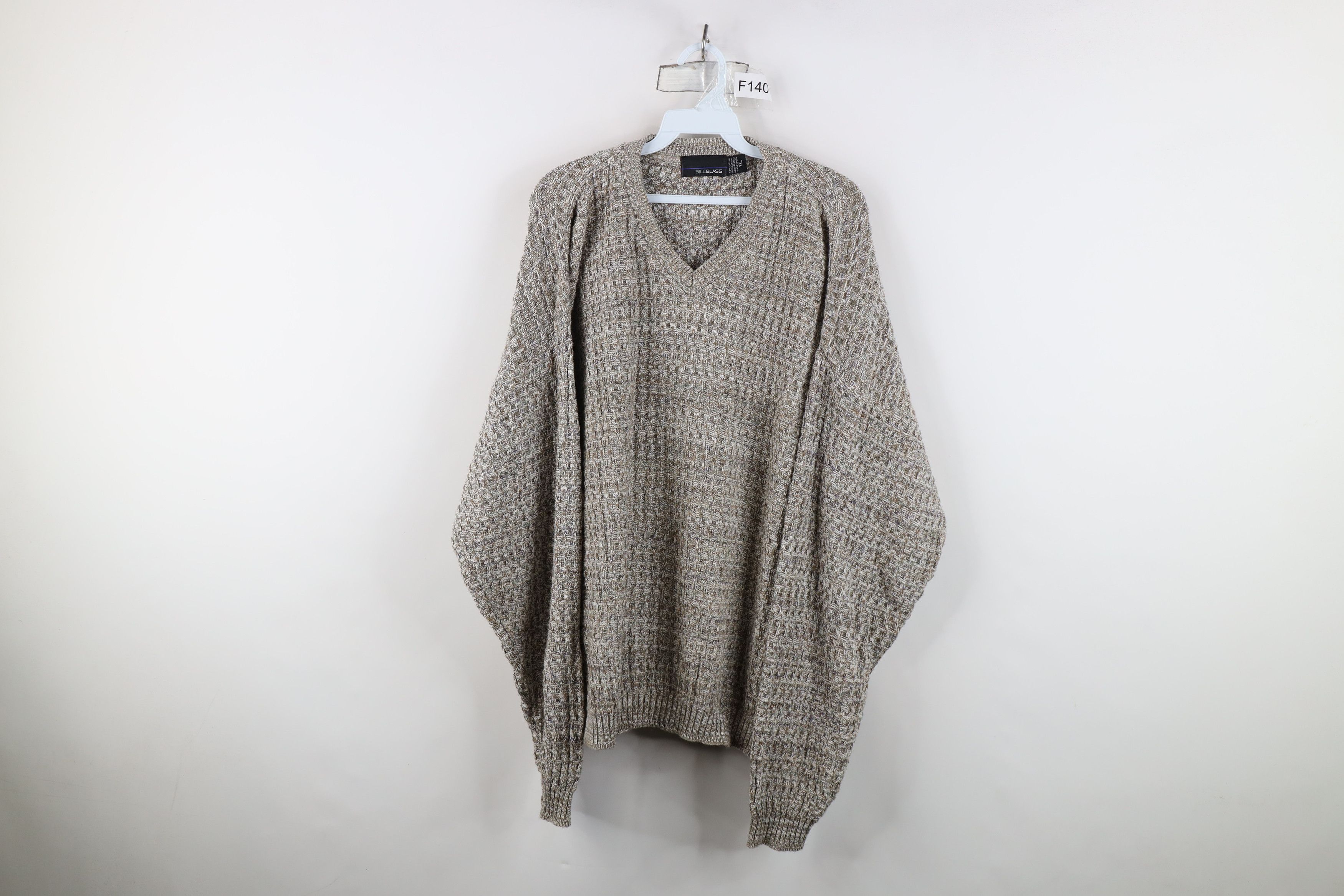 Vintage 90s Streetwear Framed Ribbed Knit V-Neck Sweater USA