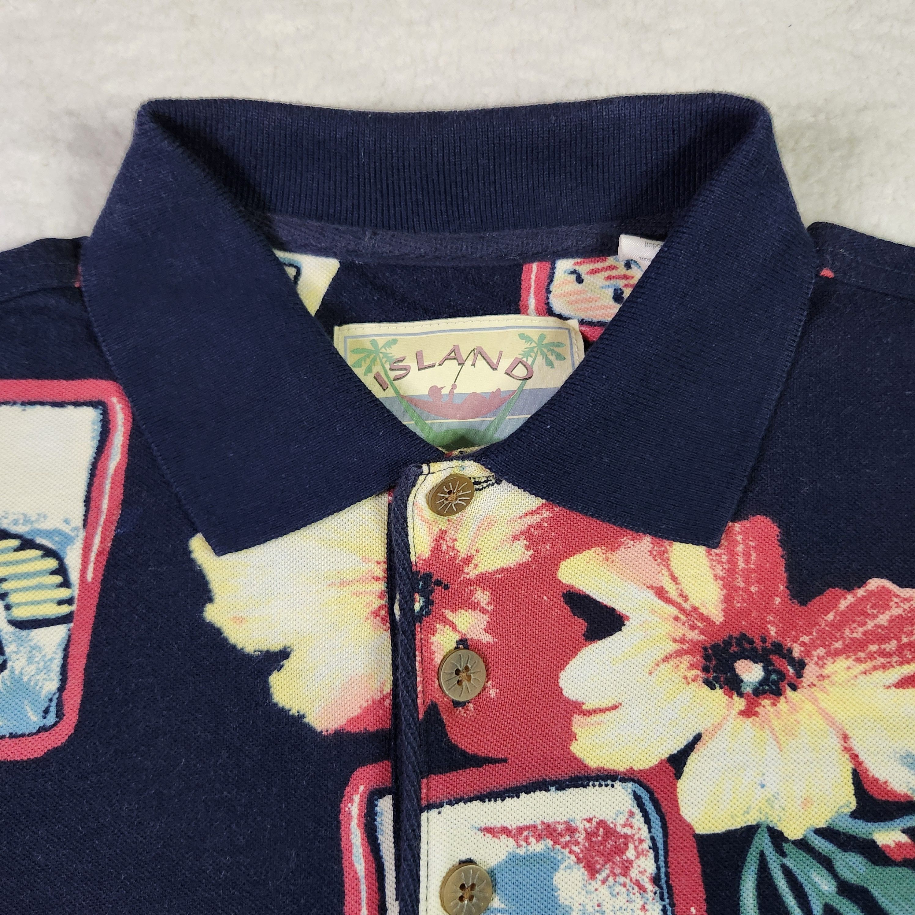 Vintage Island Fever VINTAGE Hawaiian Polo Shirt Small Blue Floral Size US S / EU 44-46 / 1 - 3 Thumbnail