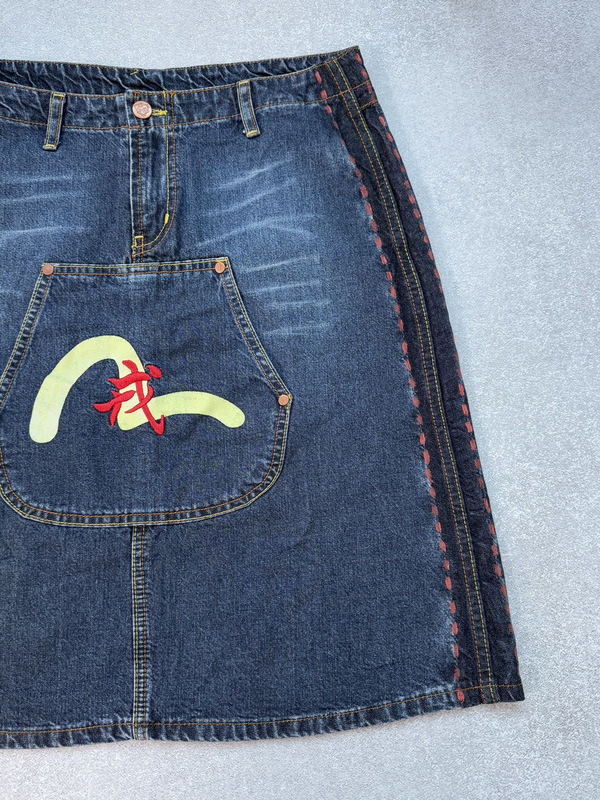 Evisu Evisu Denim Skirt Vintage Womens Y2K Blue Button Japan Style Size 31" - 4 Thumbnail