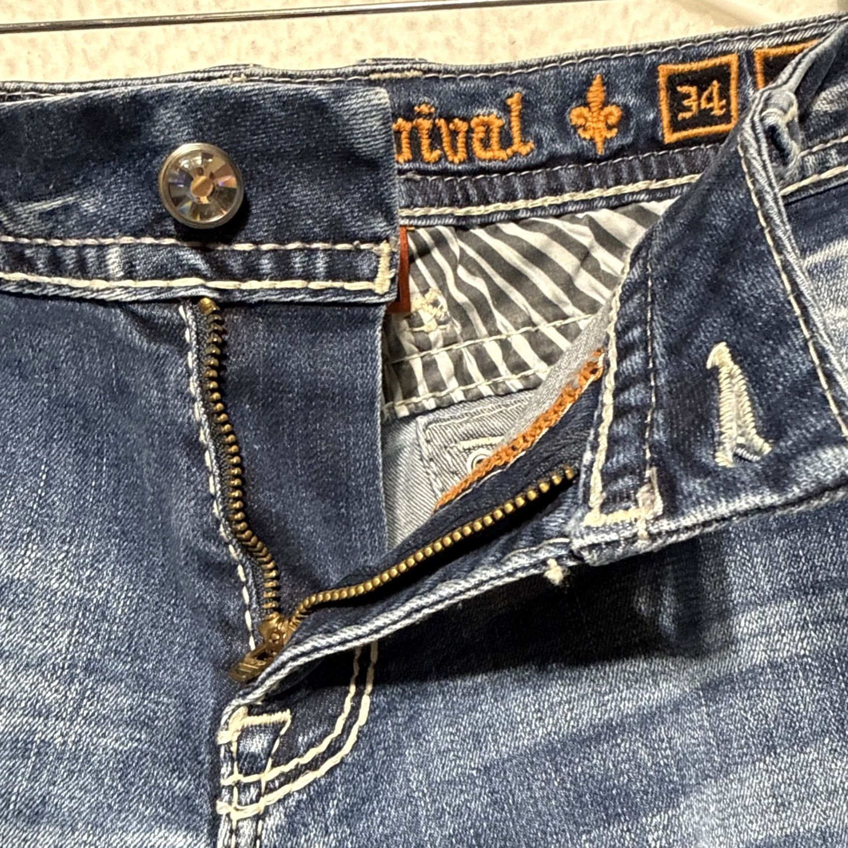 Vintage Rock Revival Yui Jeans Women Bootcut 5-Pocket Bling Stitches Mid Rise Blue 38x31 Size 24" / US 00 / IT 34 - 4 Thumbnail