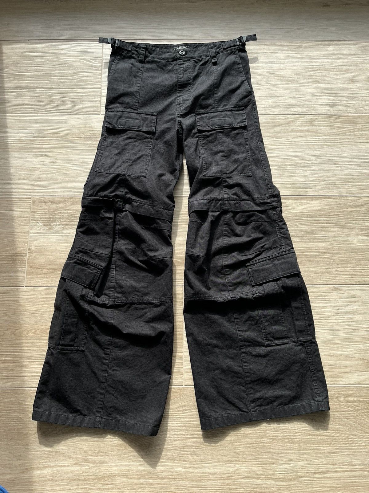 Image of Balenciaga Flared Cargo Pants in Black, Men's (Size 30)