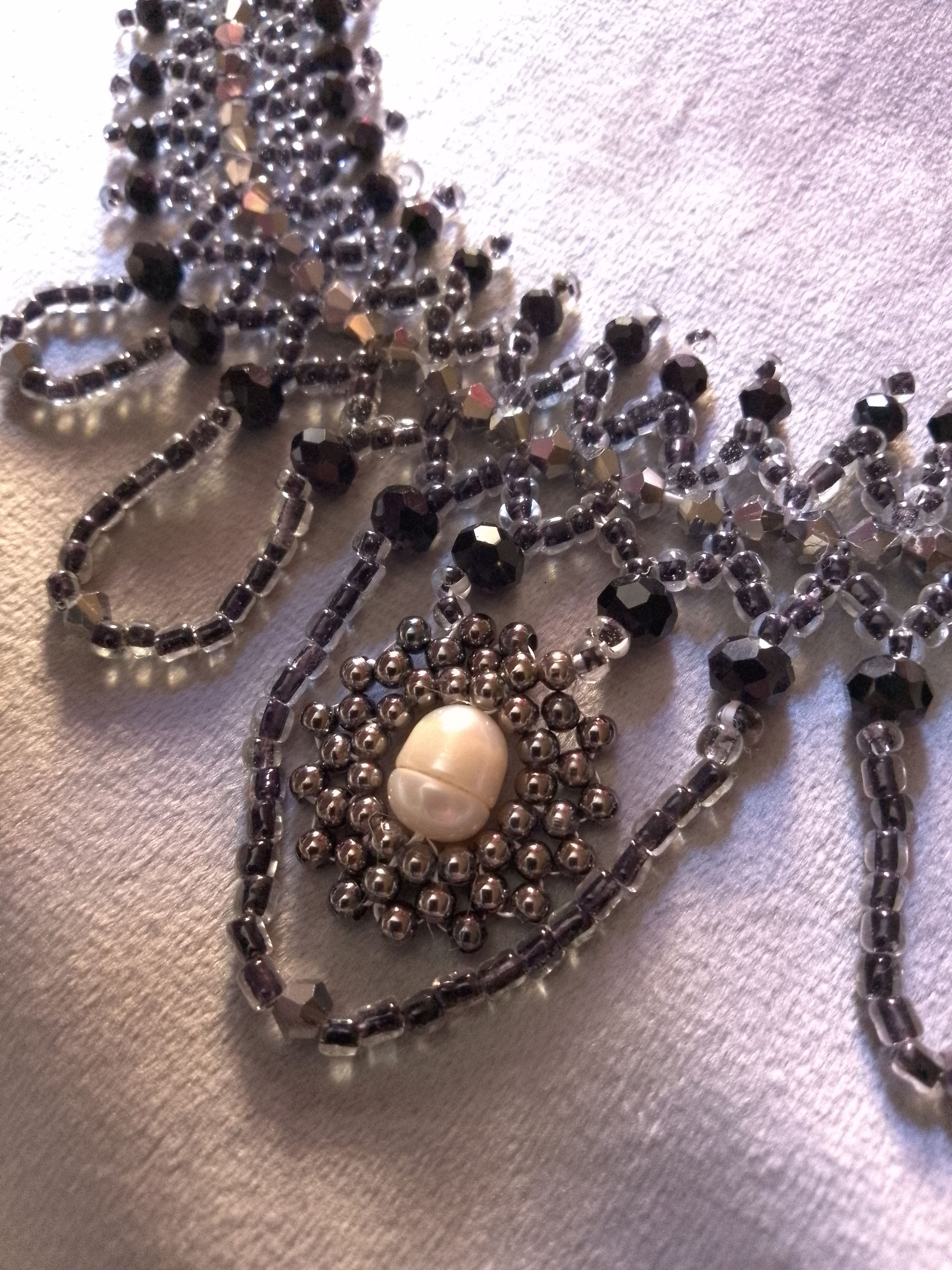 Handmade Gothic Choker Black Pendants Freshwater pearl Size ONE SIZE - 5 Thumbnail