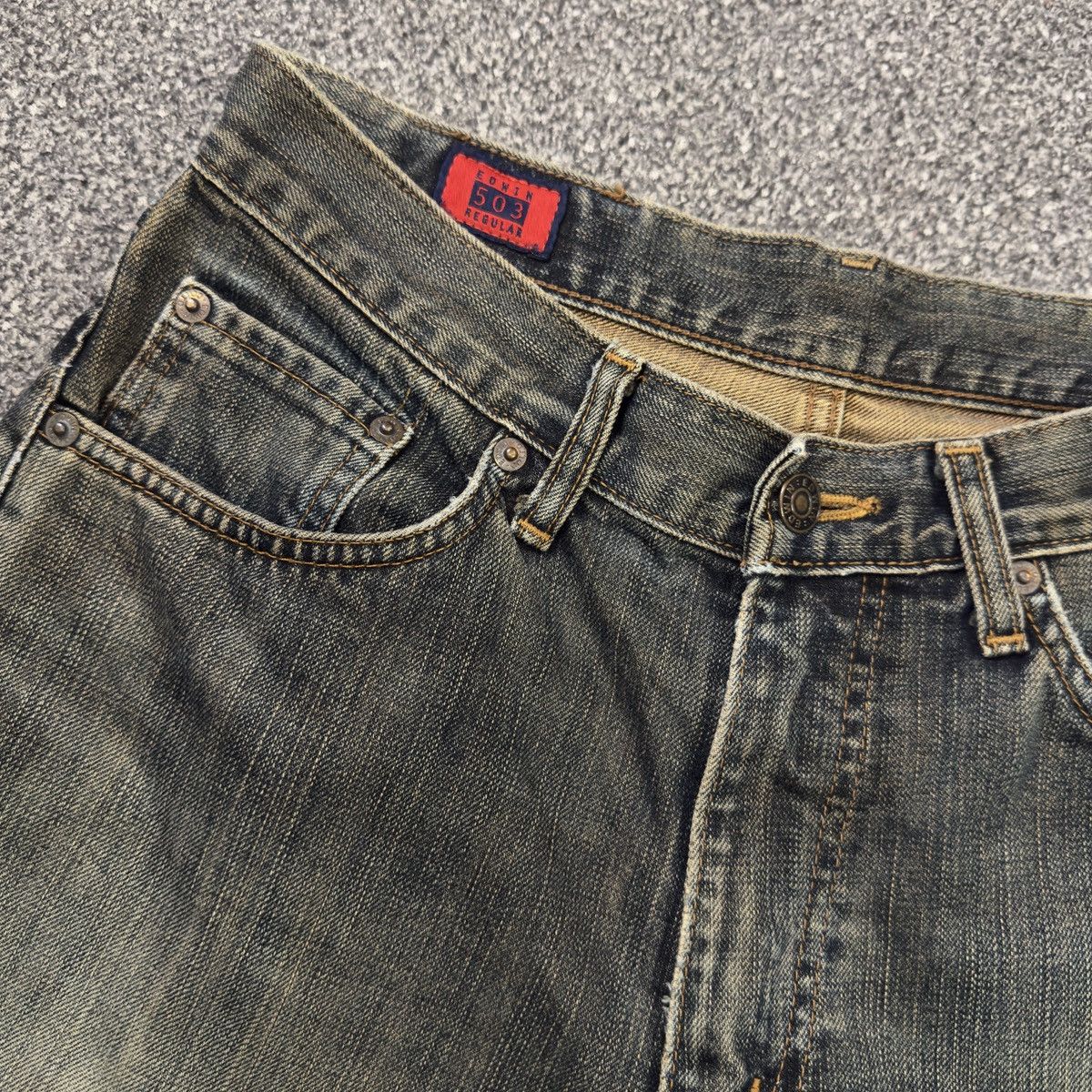 If Six Was Nine 90s Japanese Rusty Edwin 503 Regular Aging Faded Denim Size US 31 - 13 Thumbnail