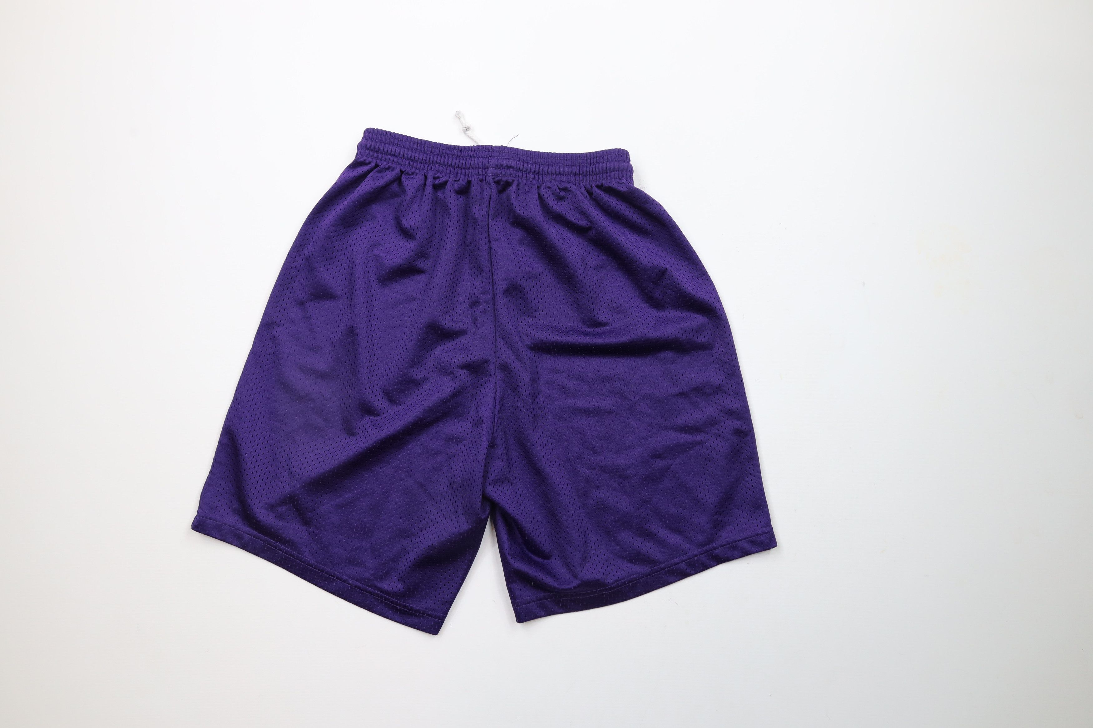 Vintage Vintage 90s Streetwear Knee Mesh Basketball Shorts Purple Size US 30 / EU 46 - 6 Thumbnail