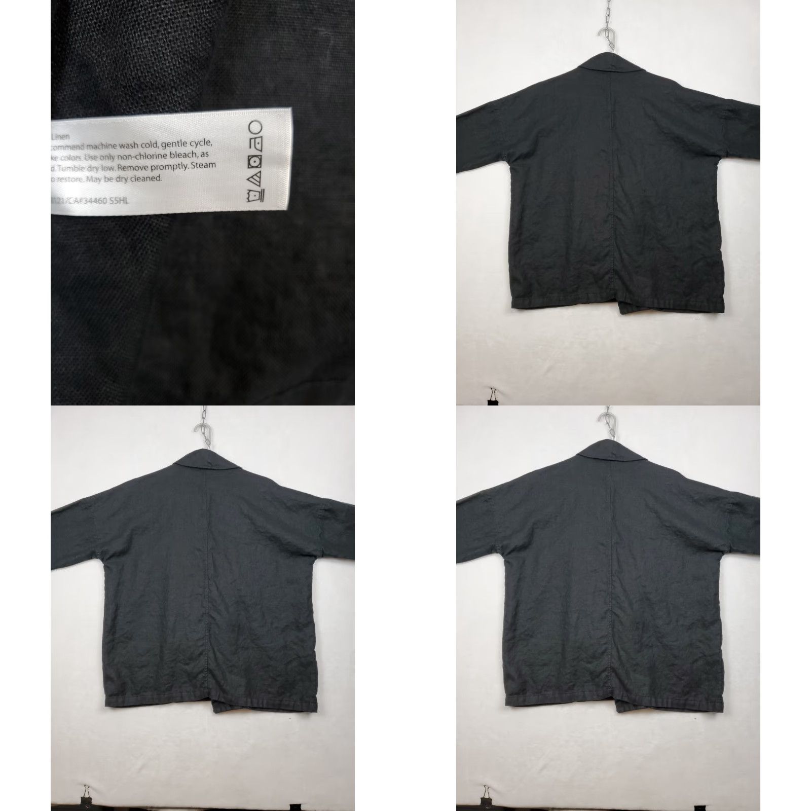 Eileen Fisher VINTAGE Eileen Fisher Blazer Women Black 100% Linen Open Front Single-Breasted Blazer Jacket Long Sleeve Size M / US 6-8 / IT 42-44 - 10 Thumbnail
