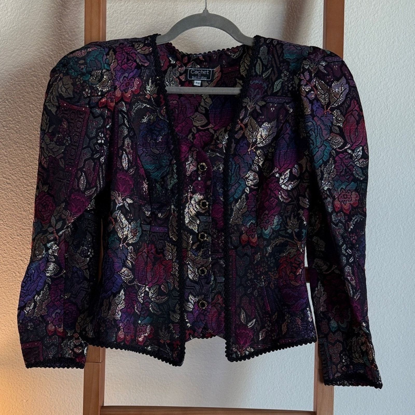 Other Cachet Women's Blazer with Multicolor Floral Design metallic Size M / US 6-8 / IT 42-44 - 2 Thumbnail