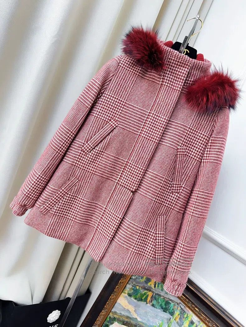 Loro Piana Loro Piana Red Plaid and Fox Fur Collar Coat Size XS / US 0-2 / IT 36-38 - 8 Thumbnail