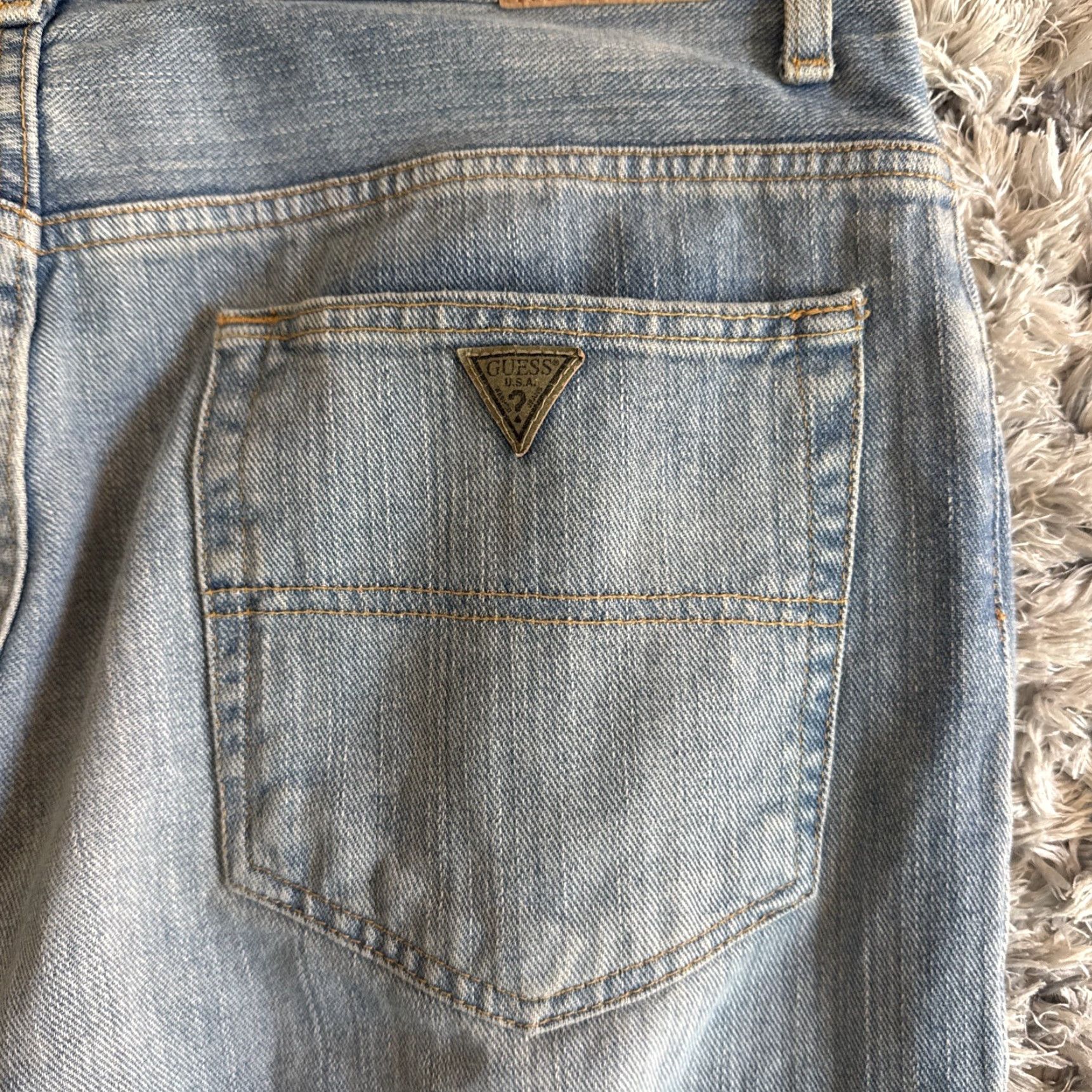 Guess VINTAGE Guess Jeans Denim Embroidered Y2K 90s 00s Wide-Leg Blue 34x34 Mens Size 34 Inseam 32 Size US 34 / EU 50 - 3 Thumbnail
