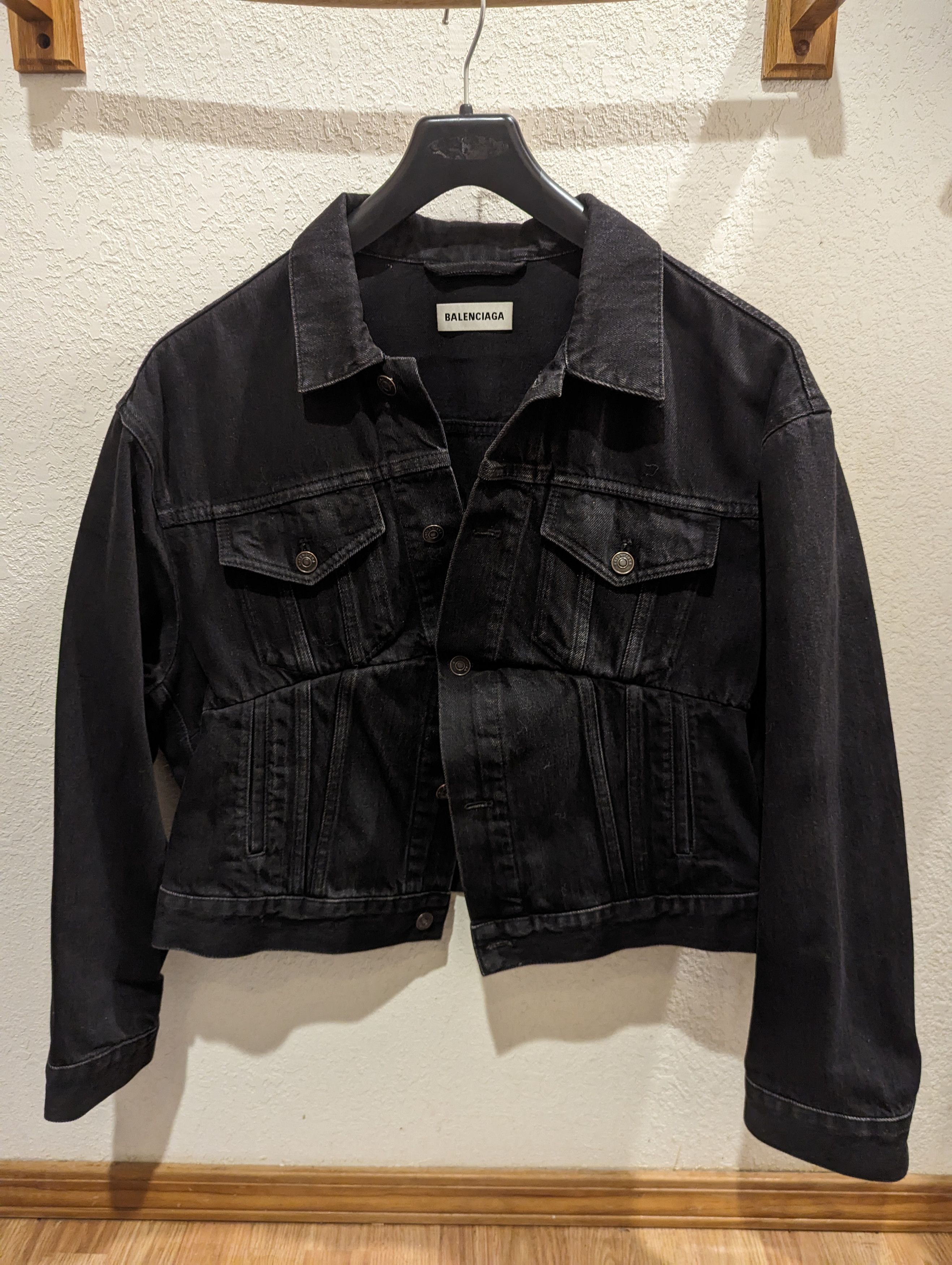 image of Balenciaga Black Denim Swing Jacket (No Negotiating), Men's (Size Small)