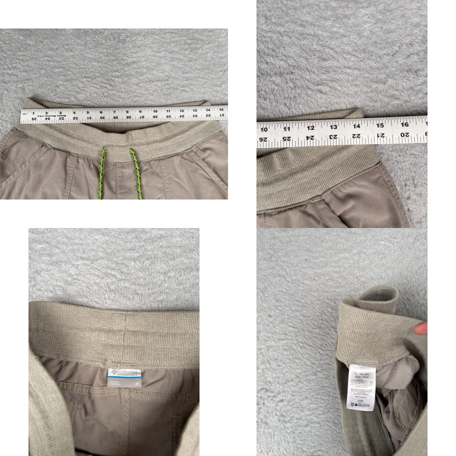 Vintage Columbia Women Beige Cargo Short M Elastic Waist Drawstring 32x6 Polyester Blend Pocket Logo Size 32" / US 10 / IT 46 - 8 Thumbnail