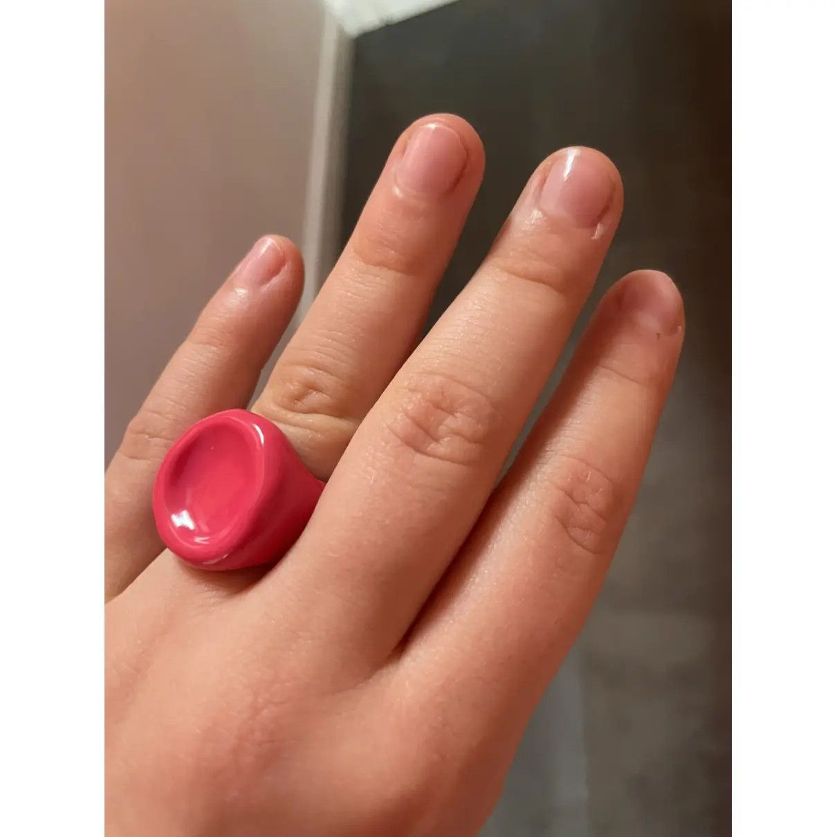 BOTTEGA VENETA Seal pink & Sterling silver stamp ring 7 15 q