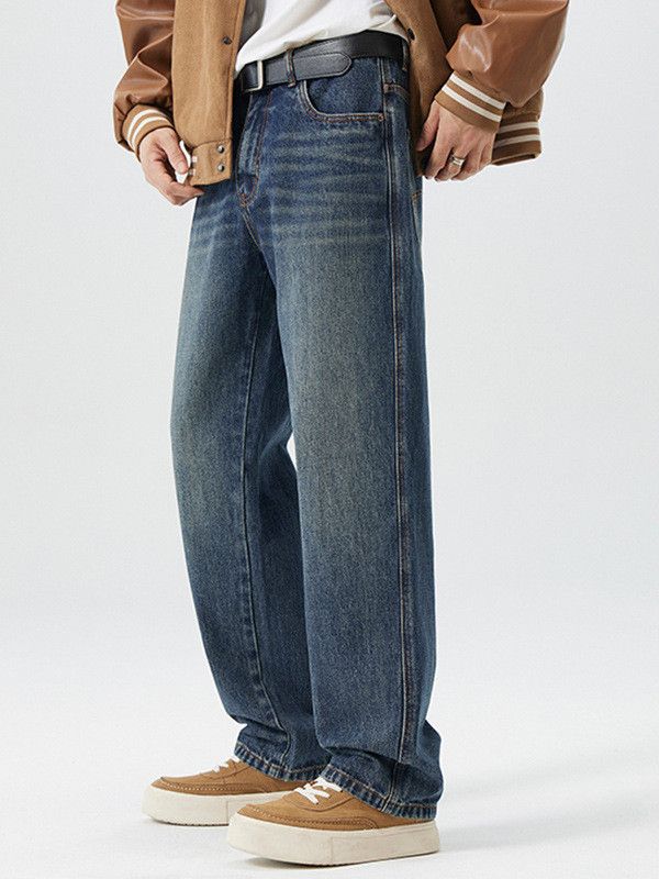 Japanese Brand Men's Japanese Retro Versatile Whiskered Loose Jeans Size US 32 / EU 48 - 1 Thumbnail