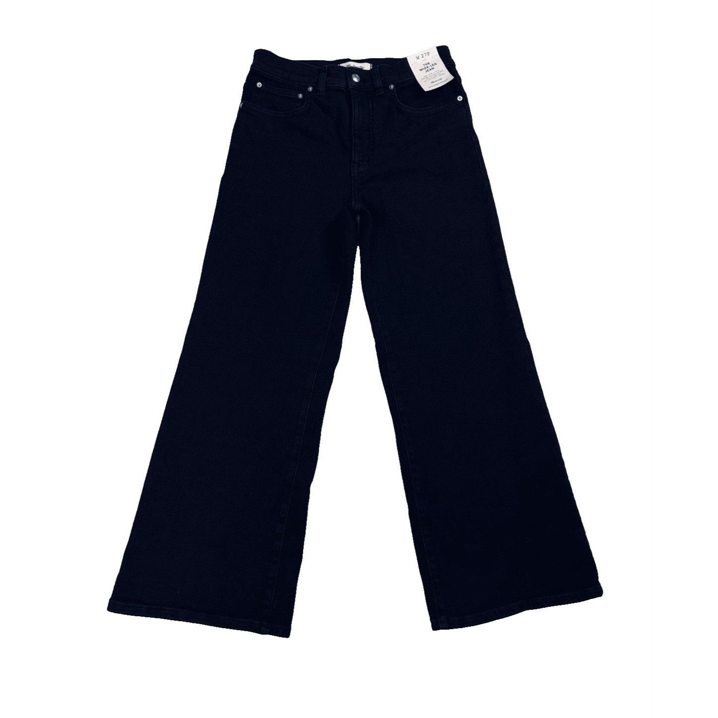 Madewell Madewell The Wide-Leg Jean Black Petite 27P High Rise Size 27" / US 4 / IT 40 - 2 Thumbnail