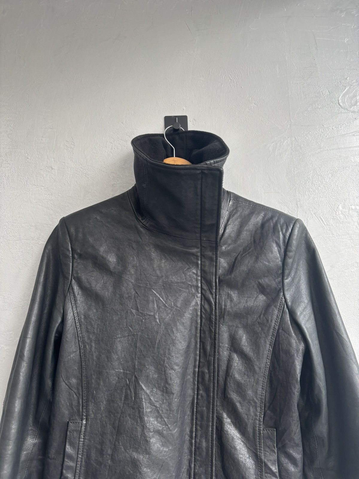 Emporio Armani Emporio Armani 2009 asymmetrical high neck leather jacket Size US S / EU 44-46 / 1 - 9 Thumbnail