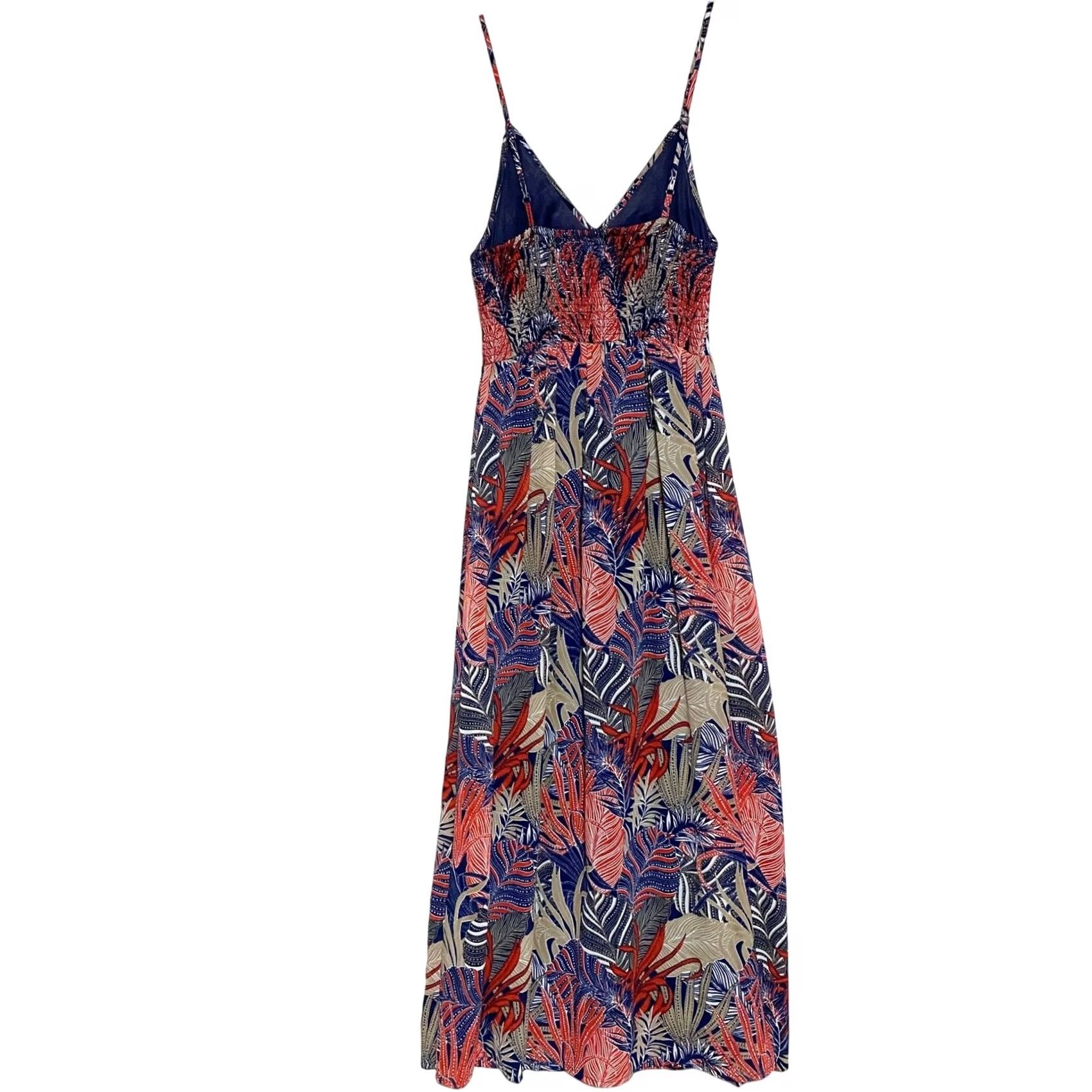 grey denim dress SOVERE Etch Mini in Denim-Light Spaghetti Straps Dark Green 4% polyester fall_2024 Color:White Lotus Print