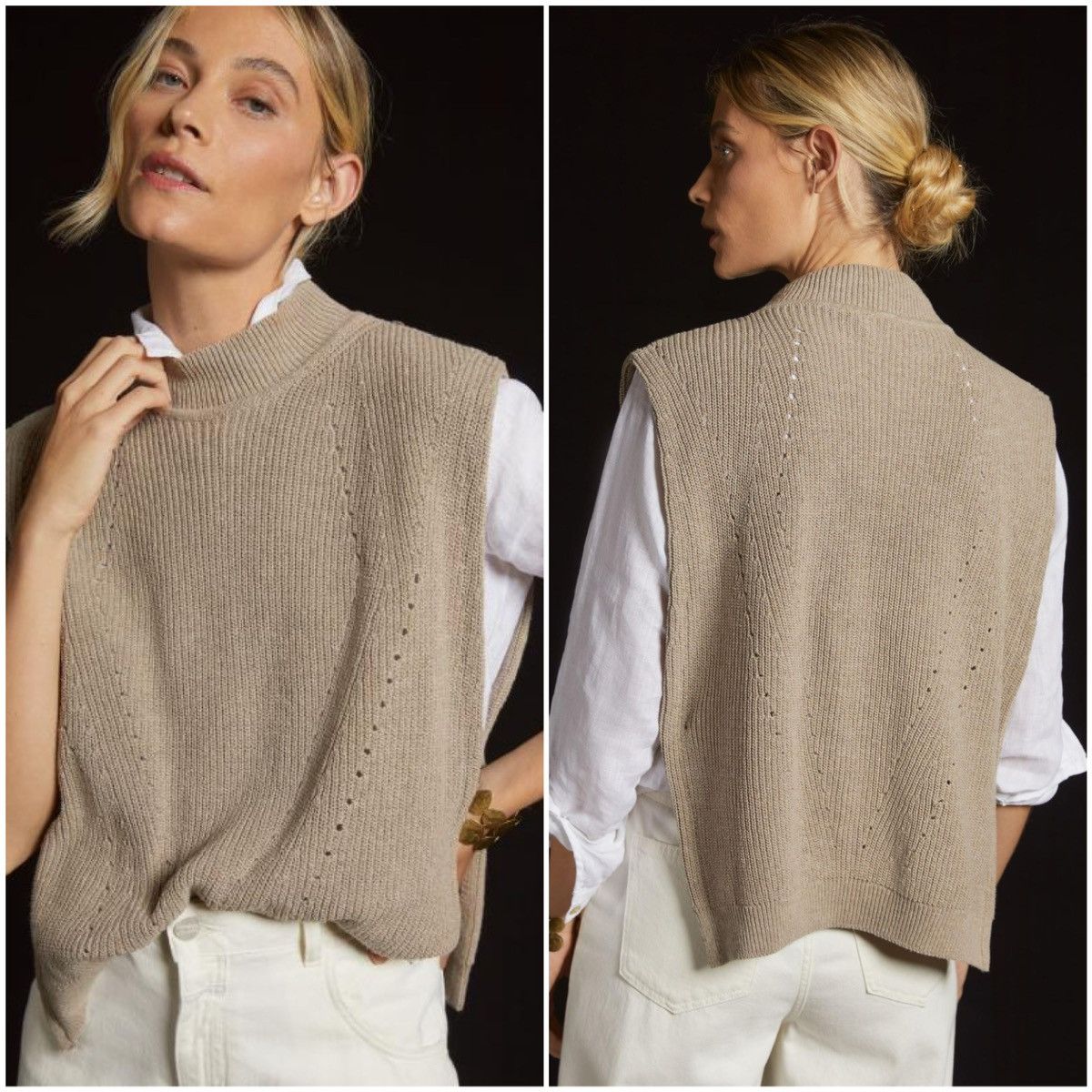 Anthropologie Anthropologie Pilcro Mock Layer Sweater Vest Knit Poncho Size L / US 10 / IT 46 - 9 Thumbnail