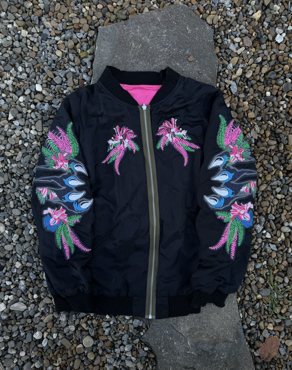Other Diesel double side silk printed bomber jacket pink black Size US L / EU 52-54 / 3 - 2 Thumbnail