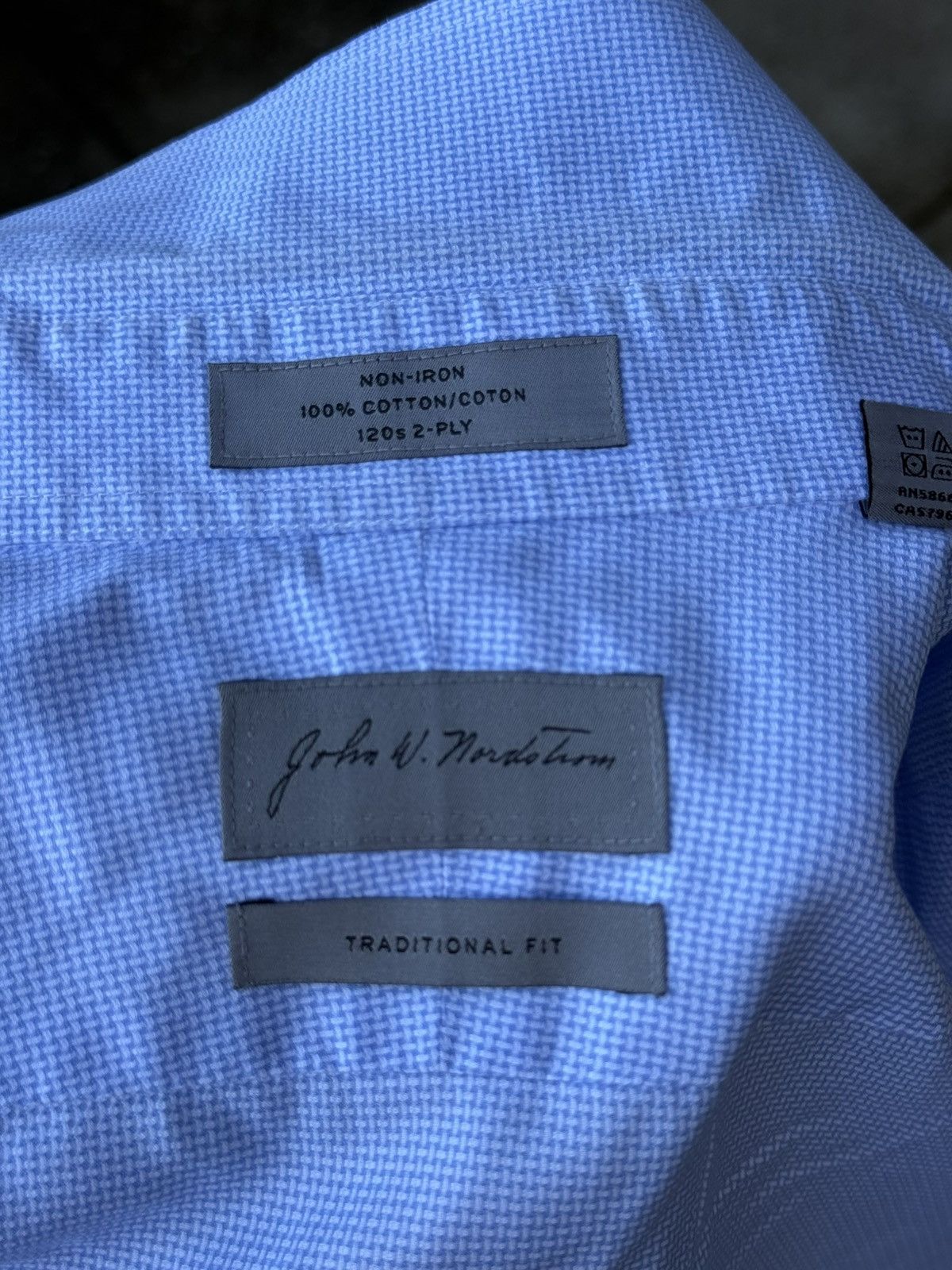 Nordstrom Fine John W. Nordstrom Blue Non-Iron 120s Formal Shirt Size US XL / EU 56 / 4 - 3 Thumbnail