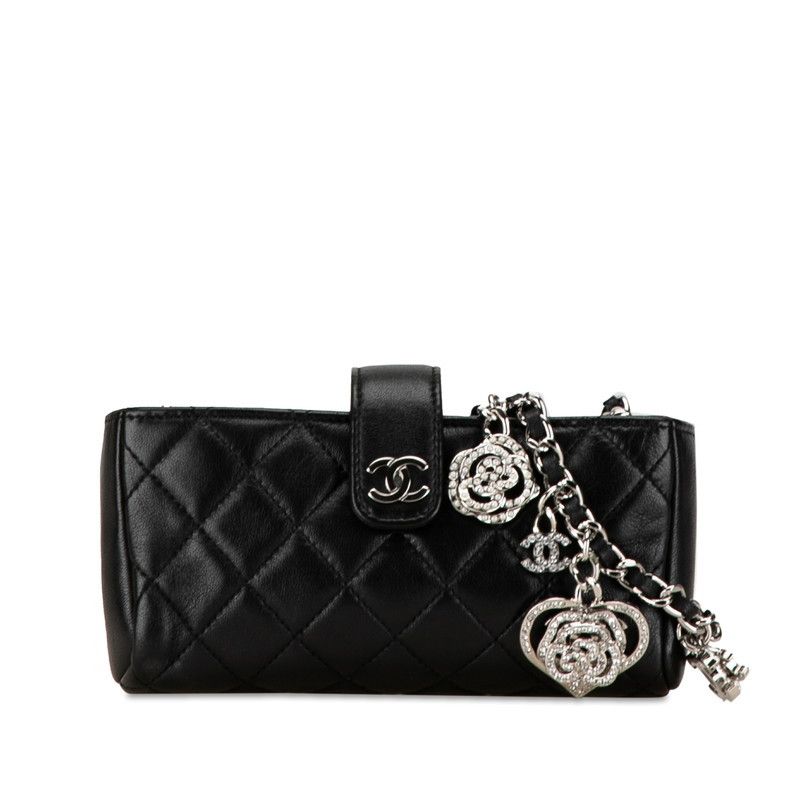 Chanel Chanel Chanel Matelasse Coco Mark Chain Shoulder Bag Black Lambskin Leather Shoulder Bag in Great Condition Size ONE SIZE - 1 Thumbnail