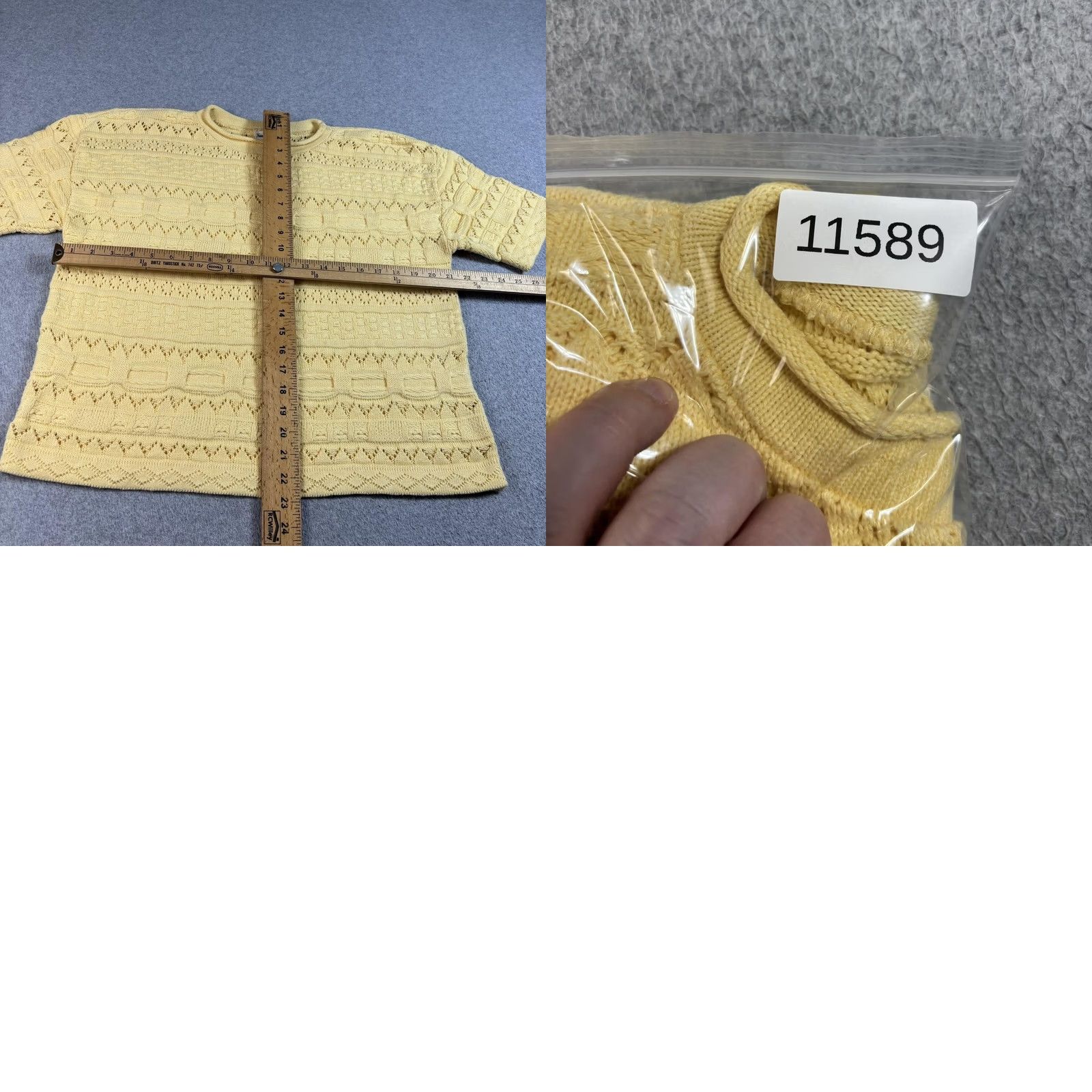 Neiman Marcus VINTAGE Neiman Marcus Sweater Women L Yellow Open-Knit Short Sleeve Lightweight 90s Casual Womens Size L / US 10 / IT 46 - 8 Thumbnail