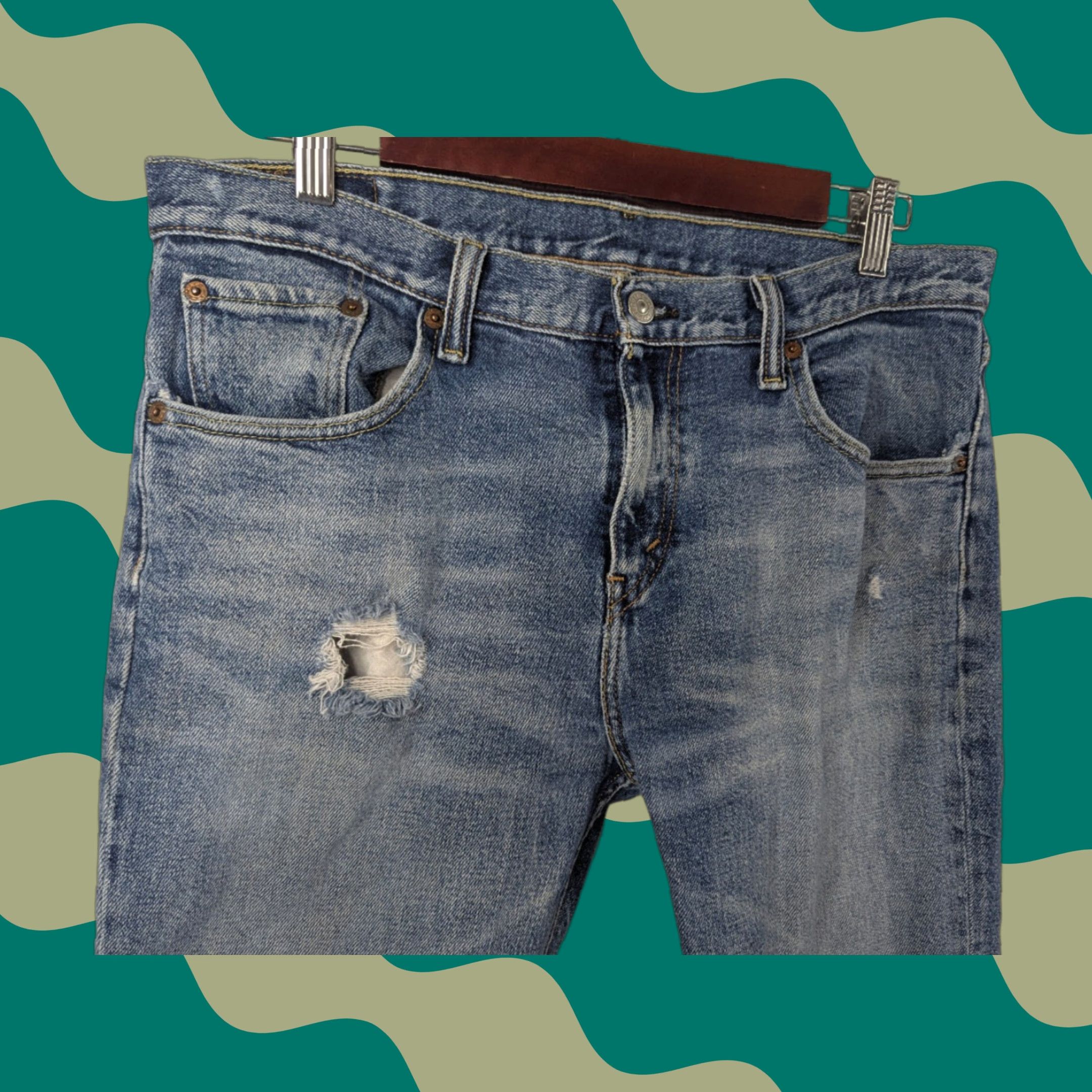 Levi's Levi's 511 Jeans Men's 32x30 Blue Distressed Slim Fit Straight Leg Denim Pants Size US 32 / EU 48 - 1 Thumbnail