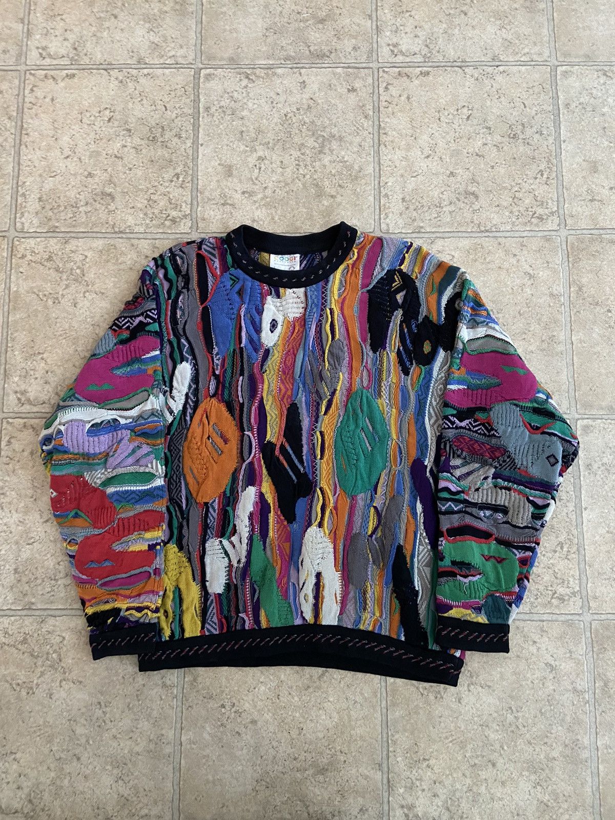 image of Coogi 3D Multicoloured Mercerized Knit Sweater, Men's (Size Large)