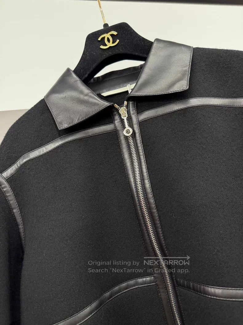 Hermes Hermes Black Cashmere and Leather Blended Jacket Size M / US 6-8 / IT 42-44 - 2 Thumbnail