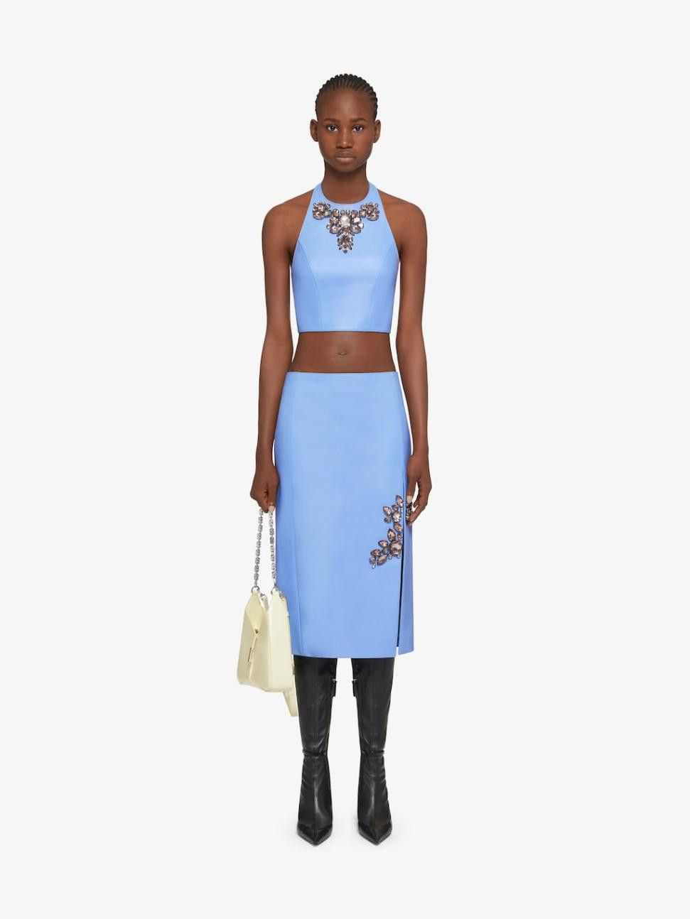 Givenchy o1w1db10325 Pencil Leather Skirt in Blue Size 30" / US 8 / IT 44 - 2 Thumbnail