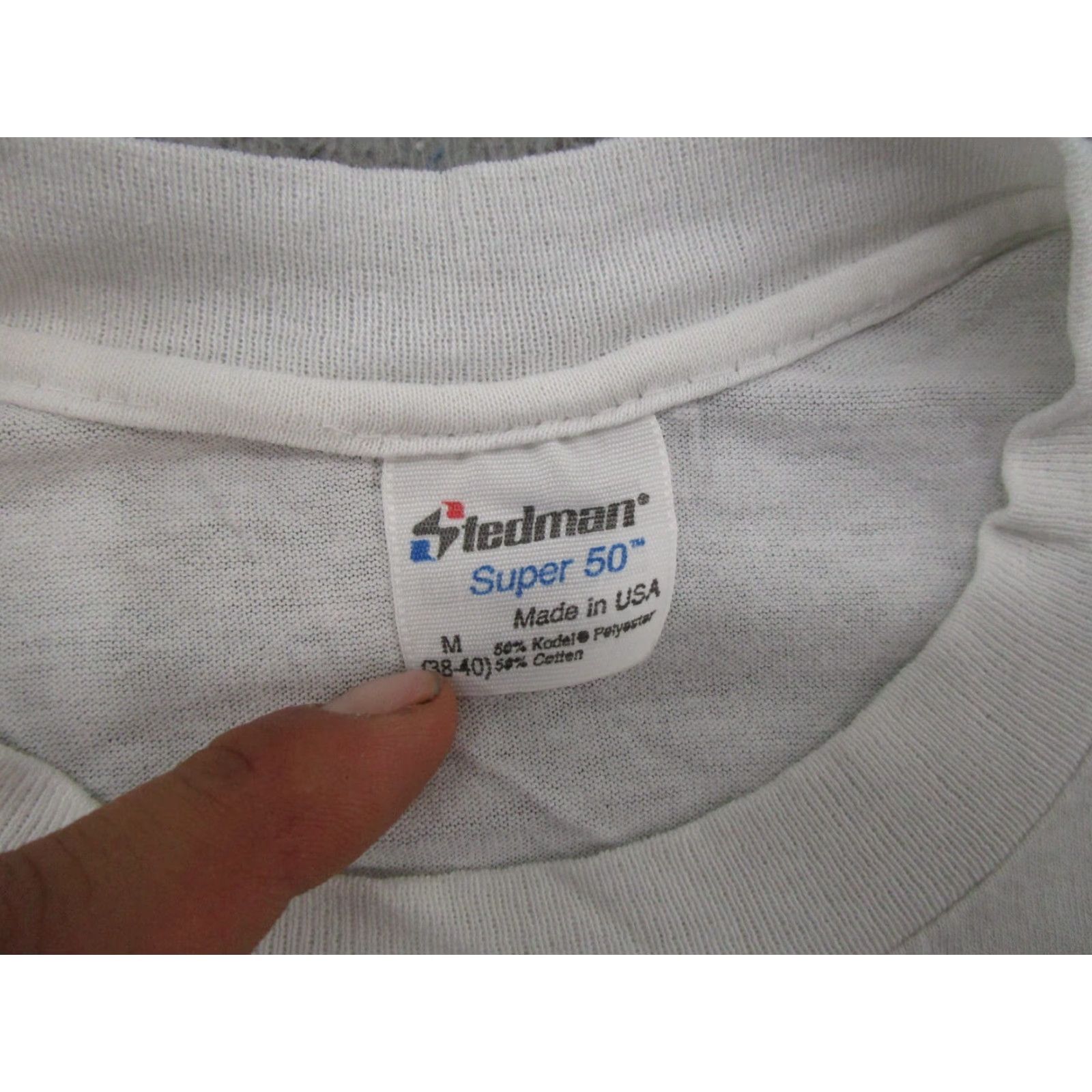 Vintage VTG Stedman Shirt I Love America Make My Day Hippie Uncle Sam Army 70s 80s SZ M White Mens Size US M / EU 48-50 / 2 - 3 Thumbnail