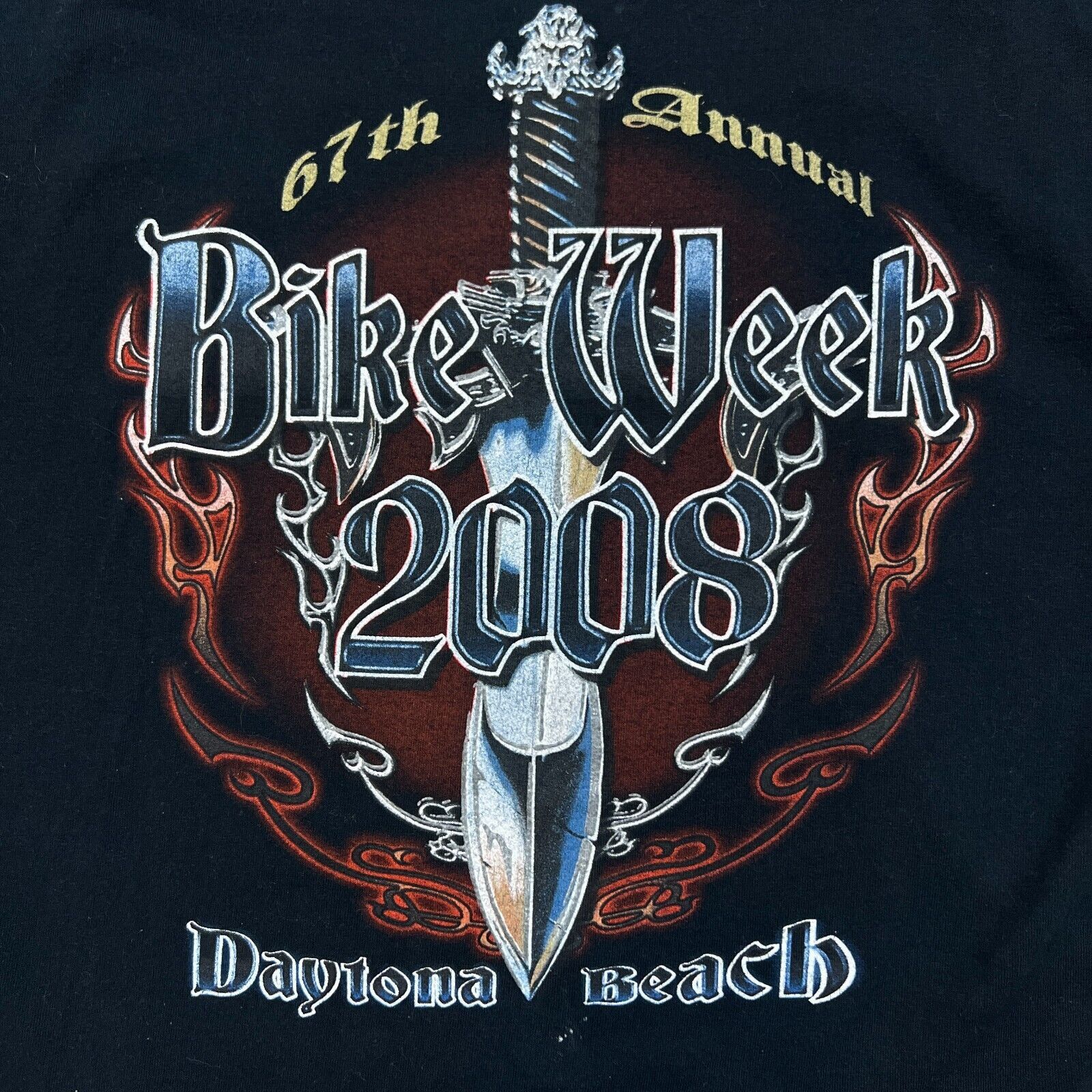 Gildan × Harley Davidson × Vintage 2008 Daytona Beach T Shirt Large Motorcycle Biker Flame Tee Size US L / EU 52-54 / 3 - 6 Thumbnail