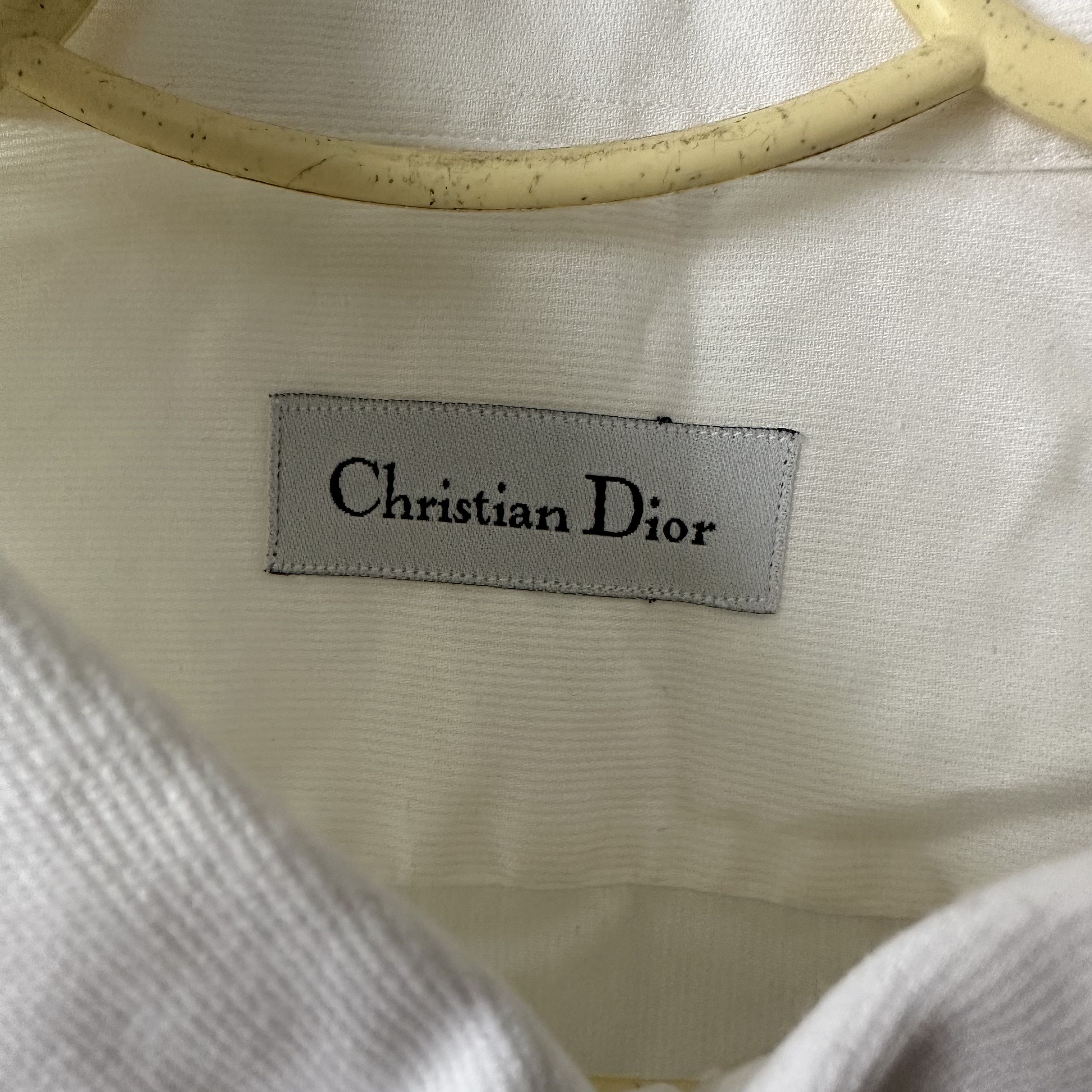 Christian Dior Monsieur Christian Dior Vintage White Velvet Embroidered Logo Shirt Size US XL / EU 56 / 4 - 3 Thumbnail