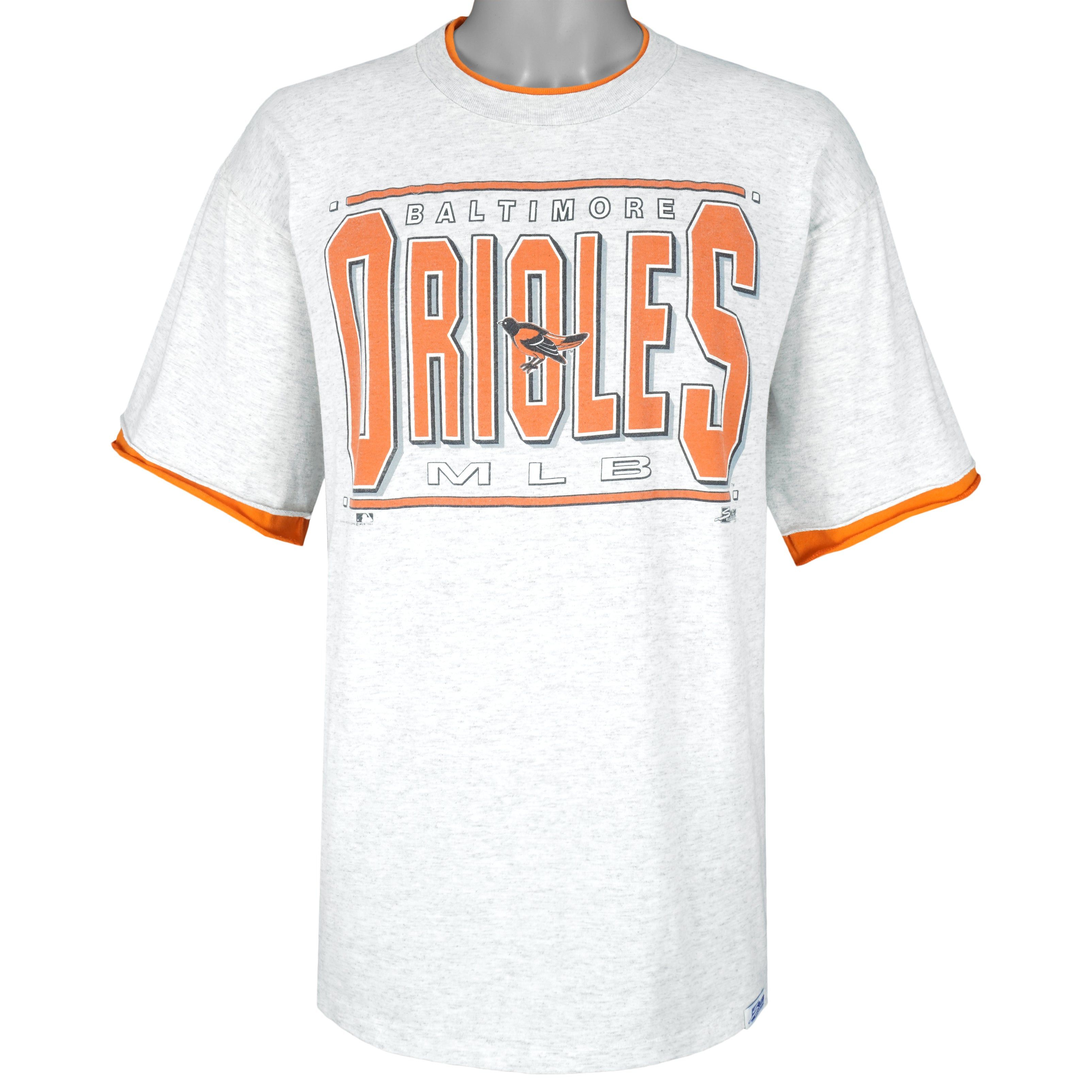 Salem Sportswear MLB - Grey Baltimore Orioles Roll Em Ups T-Shirt 1991 Size US XL / EU 56 / 4 - 1 Thumbnail