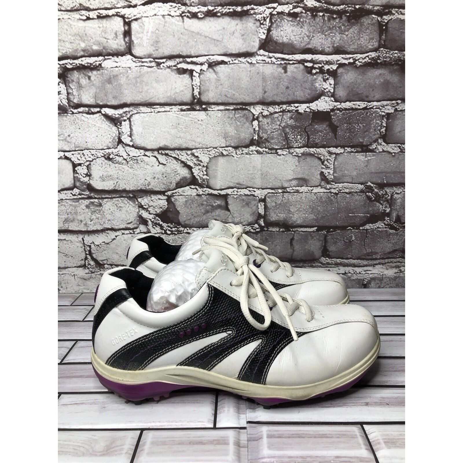 Ecco Ecco Gore Tex White Leather Black Purple Cleats Golf Shoes W Size US 6.5 / IT 36.5 - 10 Thumbnail