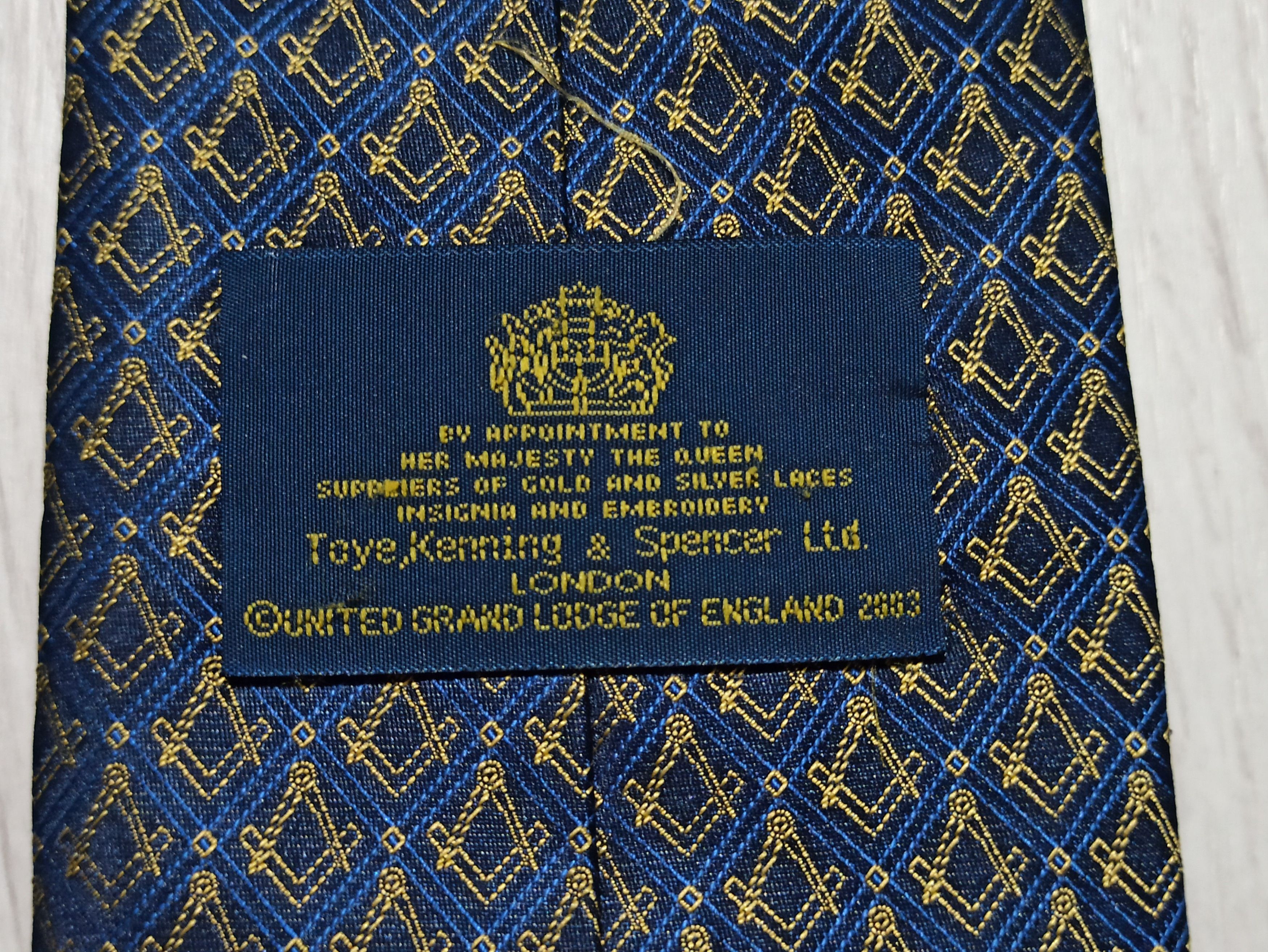 Designer × Mason's Toye Kenning Spencer Silk Masonic Tie Grand Lodge Necktie Size ONE SIZE - 3 Thumbnail