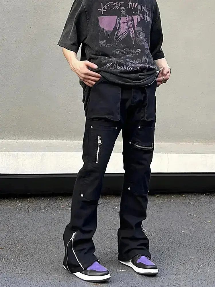 Japanese Brand Straight leg micro flared zippered jeans Size US 32 / EU 48 - 1 Thumbnail