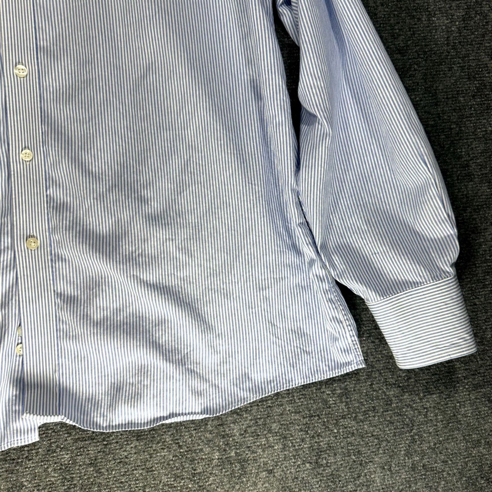 Michael Kors Michael Kors Mens XL Blue White Stripe Cotton Button Up Shirt Long Sleeve Size US XL / EU 56 / 4 - 2 Thumbnail