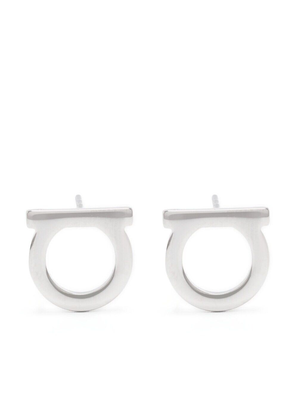Silver-Colored Gancini Earrings in Brass Woman