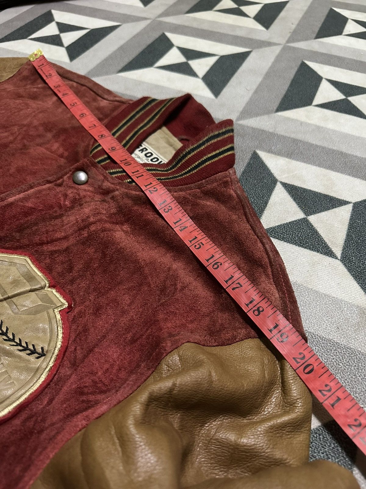 Vintage Vintage 80s Groovy leather varsity jacket Size US M / EU 48-50 / 2 - 10 Thumbnail