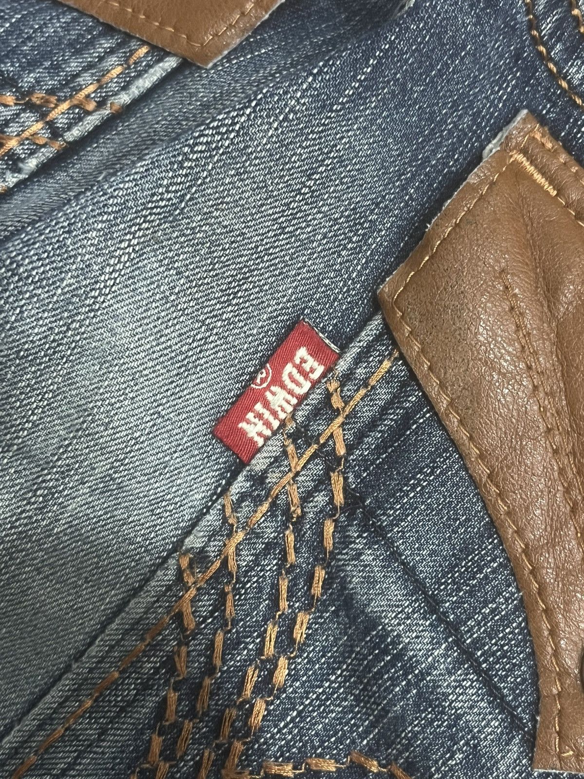 Edwin Vintage Edwin 431 XVS Dark Blue Washed Ripped Flare Jeans Size US 30 / EU 46 - 8 Thumbnail