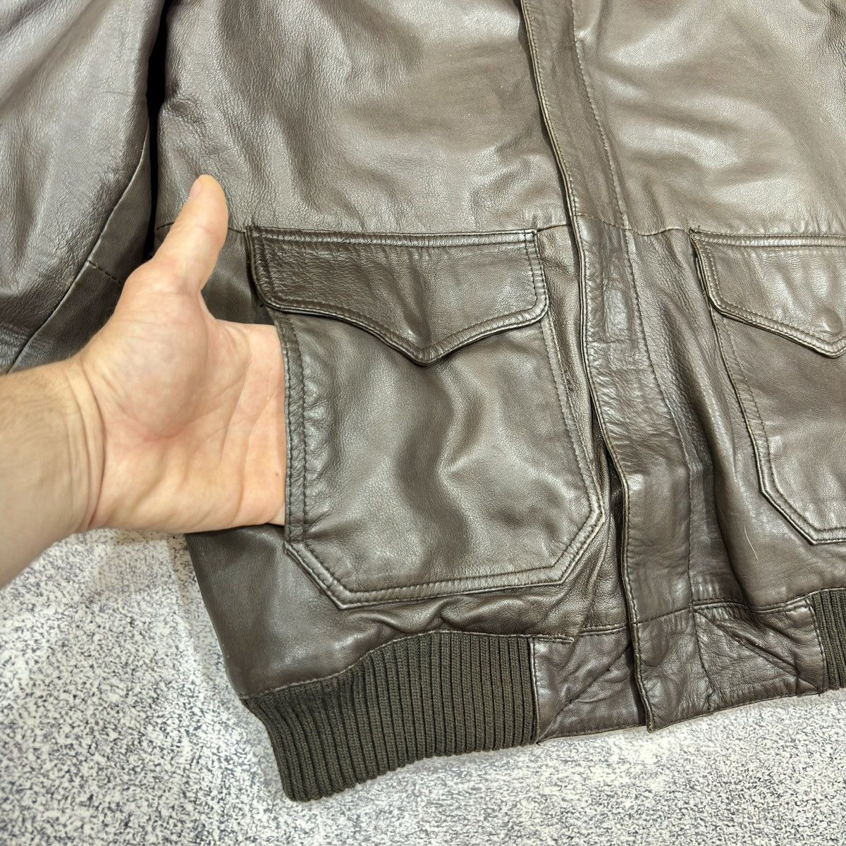 Other Mens Brown Sheepskin Leather Aviator Bomber Jacket Msz Size US M / EU 48-50 / 2 - 4 Thumbnail
