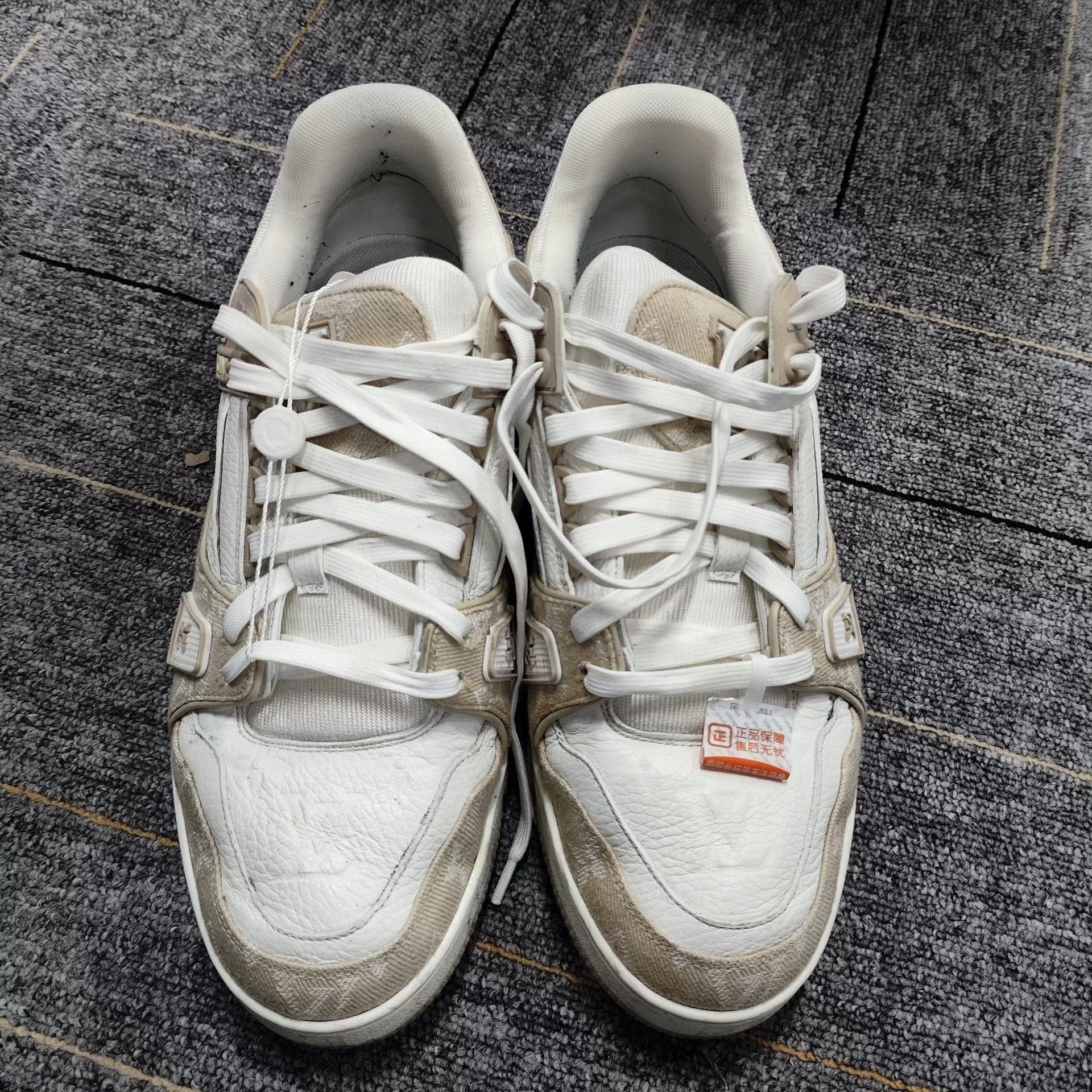 Louis Vuitton LV Beige Leather Trainer Sneaker Size 7 Size US 8 / EU 41 - 1 Thumbnail