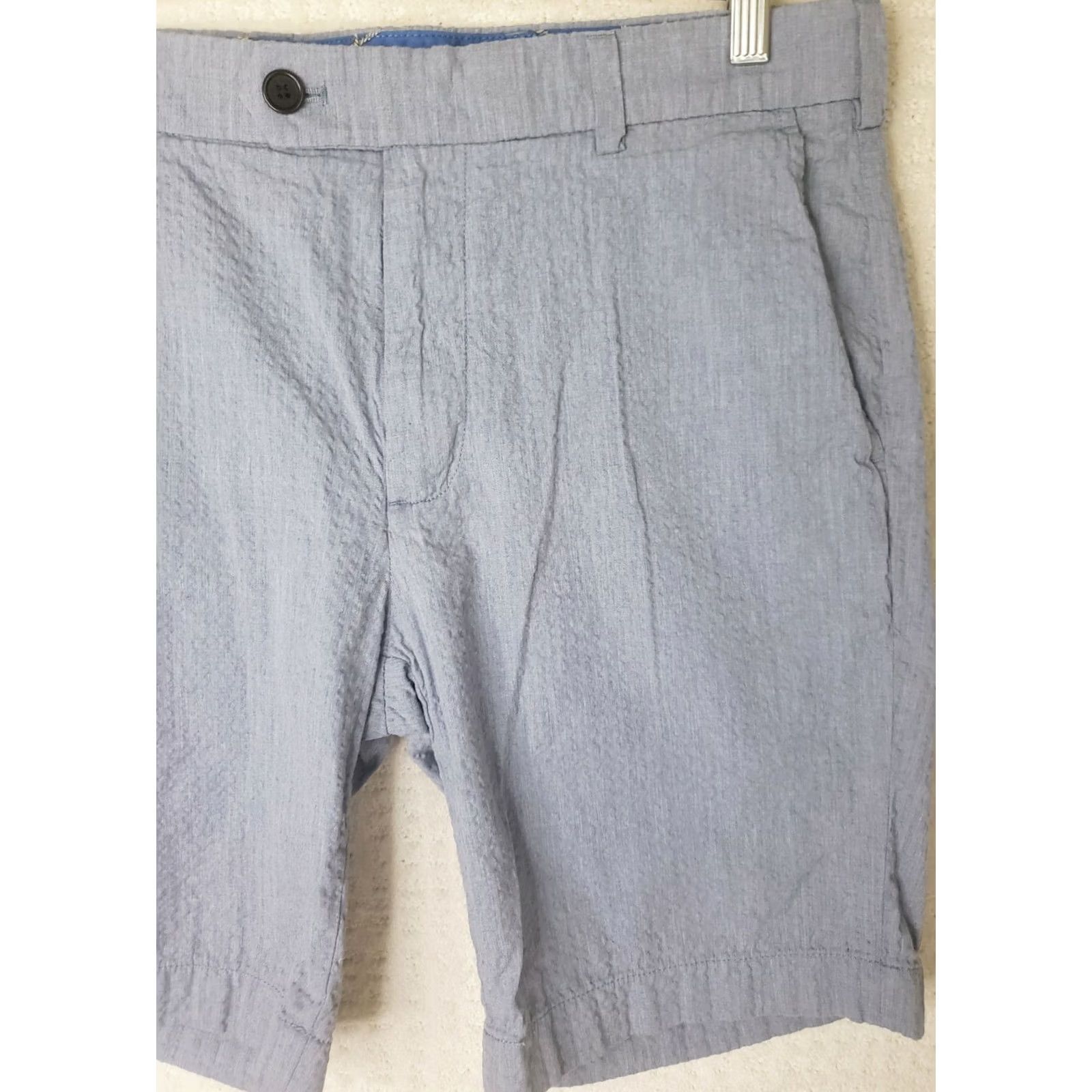 Brooks Brothers Brooks Brothers Bermuda Shorts Men's 34x9.5" Cotton Seersucker Stripe Navy Gray Seersucker Zip Front Casual Shorts Vintage No, 34, Regular Fit Size US 34 / EU 50 - 3 Thumbnail